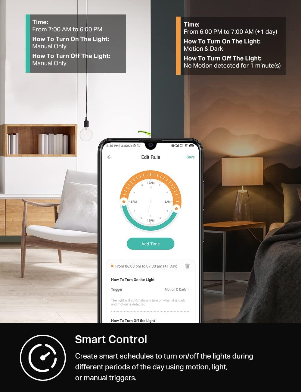 Kasa Smart Motion Sensor Switch, Single Pole, Needs Neutral Wire, 2.4GHz Wi-Fi Light Switch, Works with Alexa & Google Assistant, UL Certified, No Hub Required(KS200MP2),White,2-Pack - Image 5