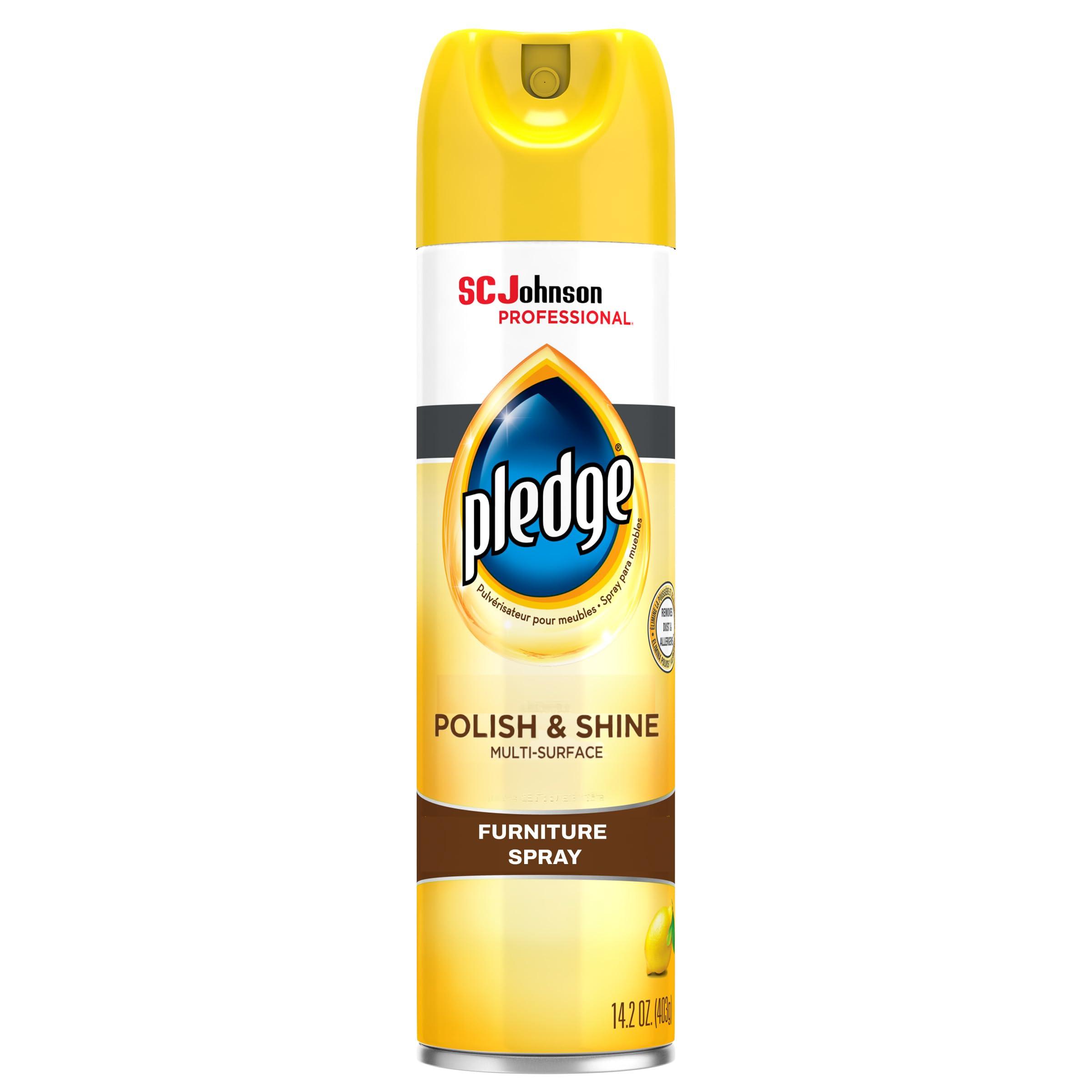 SC Johnson Professional Pledge Polish and Shine for Wood Furniture and More, Lemon Scent, 14.2 Fl Oz, Pack of 6