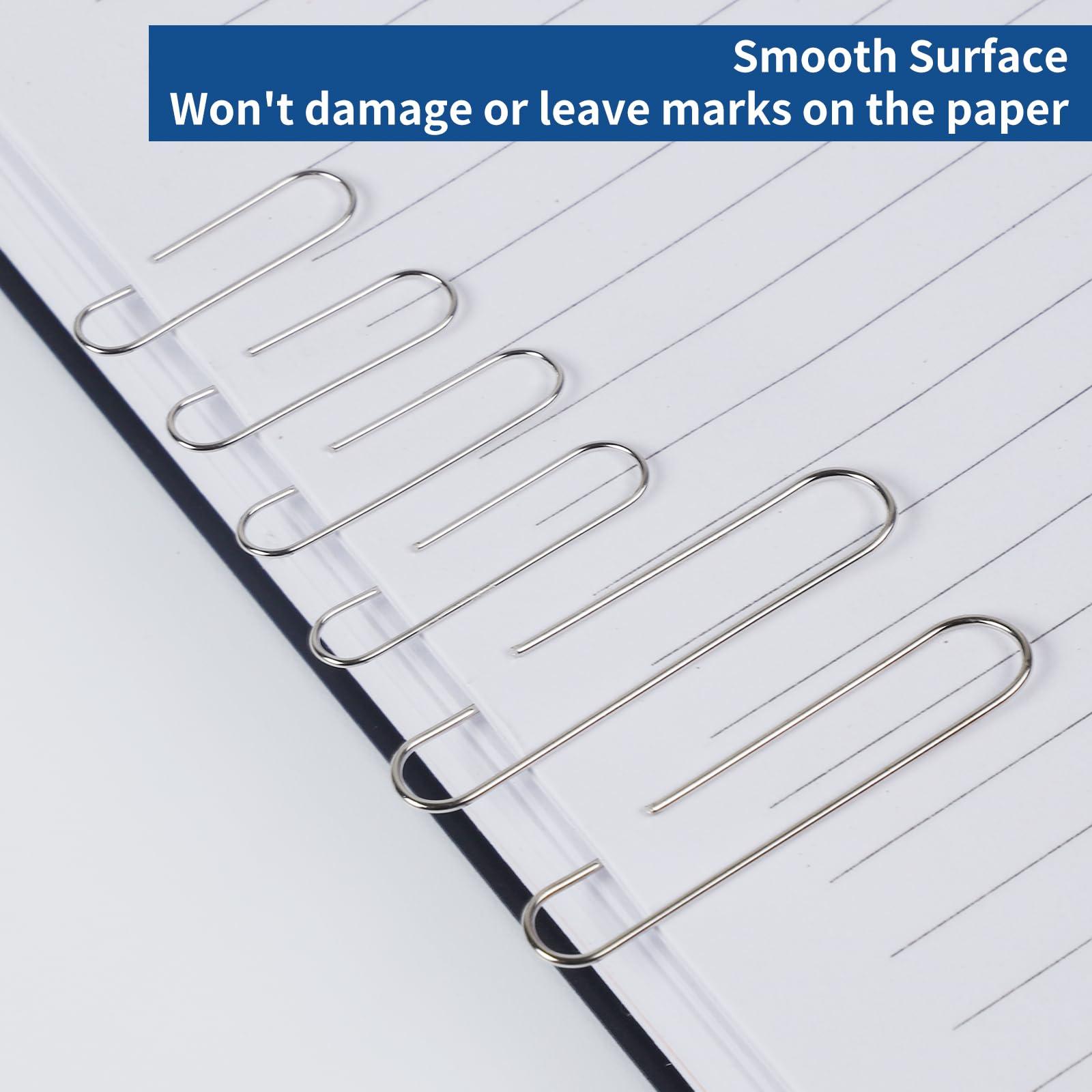 1800 Paper Clips Assorted Sizes Large, Medium and Small, Durable and Rustproof, Paperclips for Office School and Personal Use, Office Supplies Document Organizing (50mm, 33mm, 28mm) (Silver) - Image 6