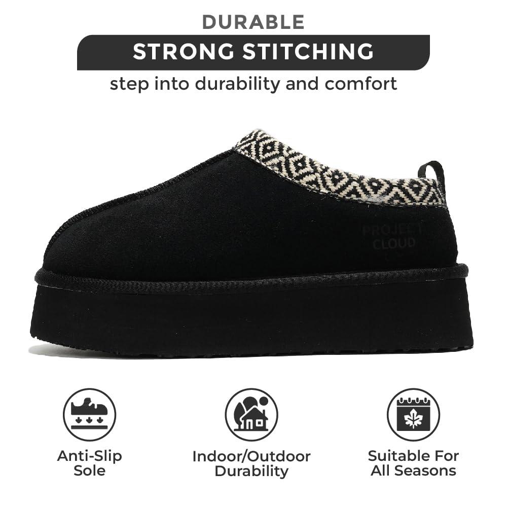 Project Cloud 100% Genuine Leather Platform Slippers for Women – Soft Memory Foam Womens Slippers & Supportive Clogs for Women 2025 – Cozy, Stylish Everyday Footwear (Sayre) - Image 3