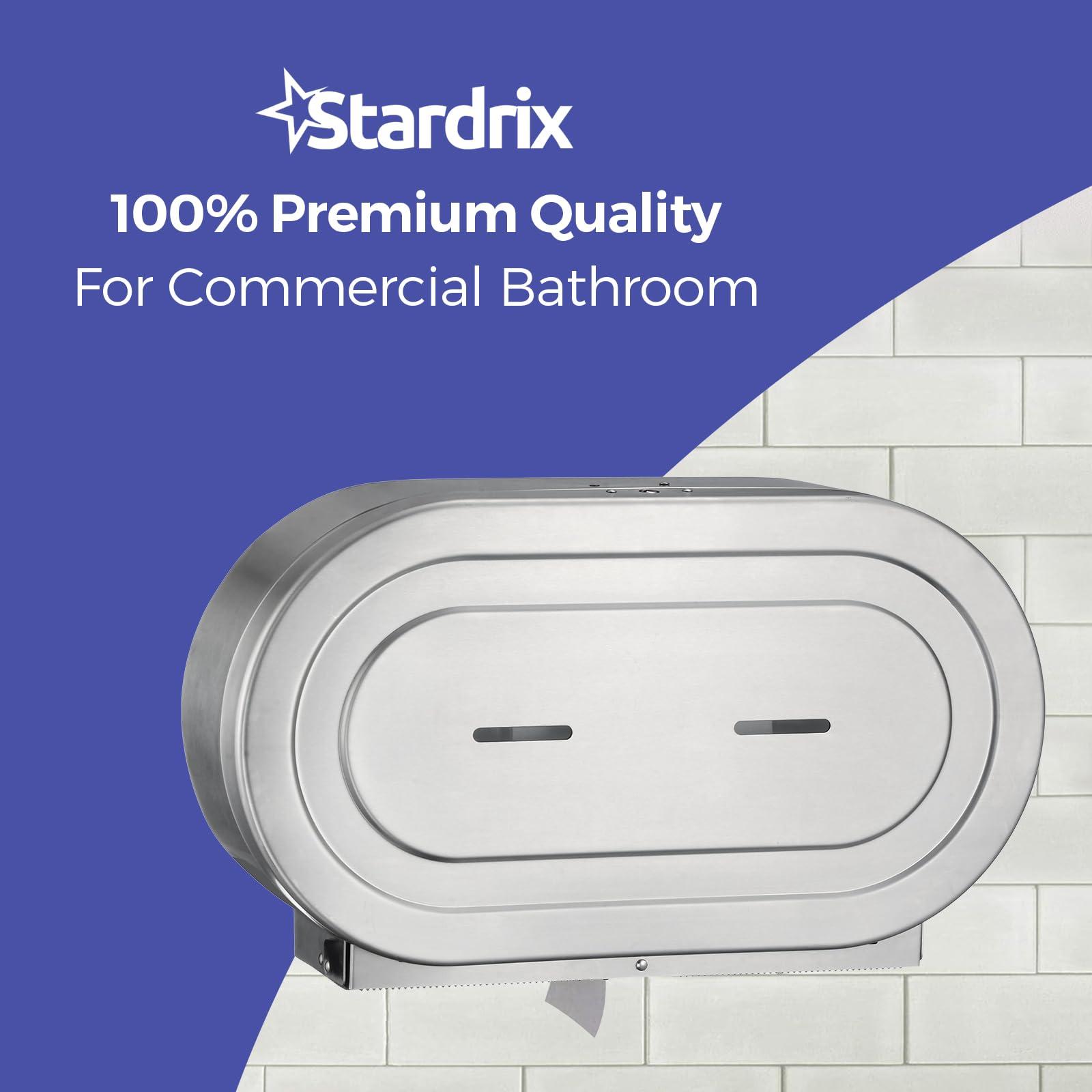 Stardrix Stainless Steel Twin Jumbo Toilet Paper Dispenser Wall Mount, 9" Commercial Double Roll Holder, Industrial Tissue Dispenser with Key Lock, Satin Finish - Image 7