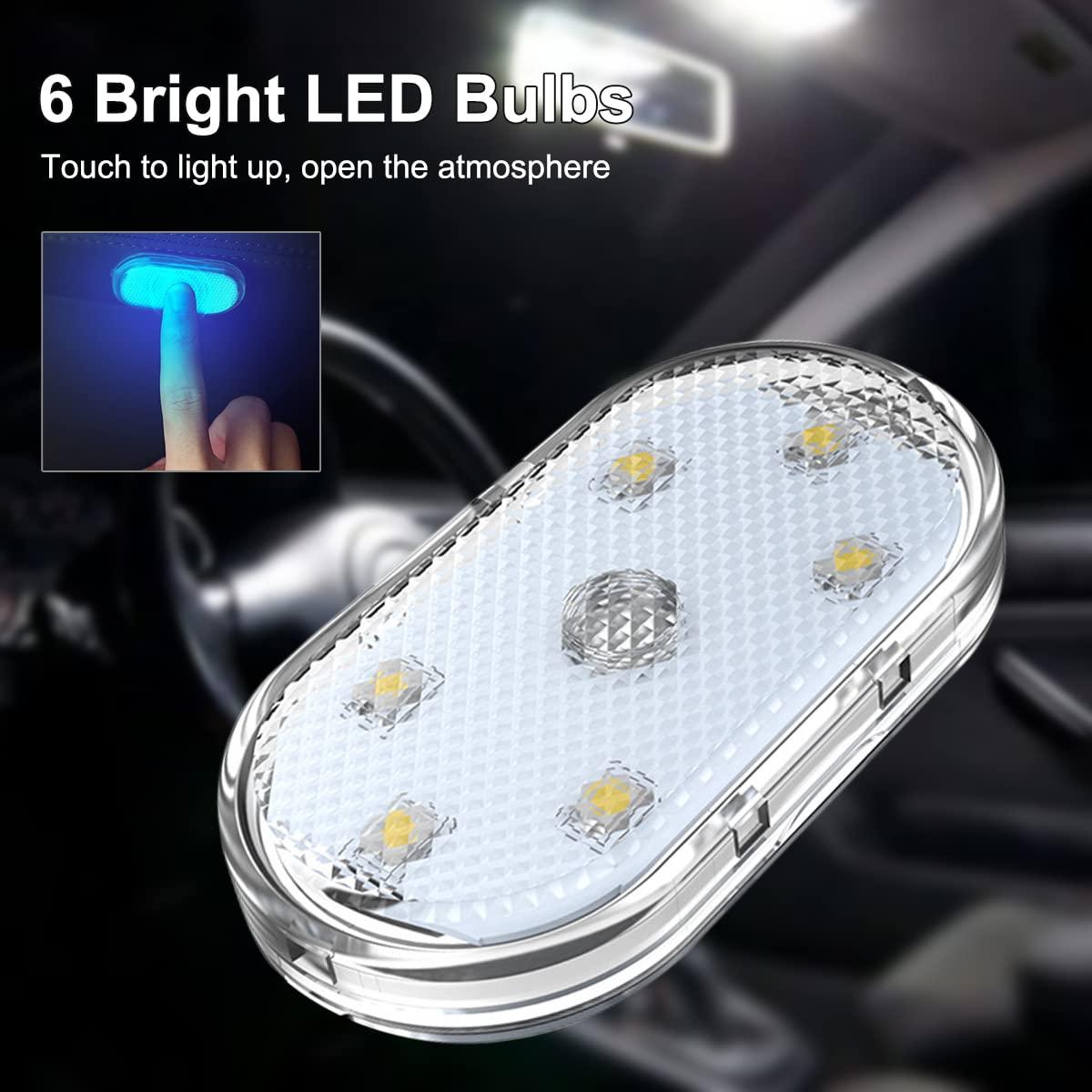 4Pcs Car LED Lights Interior Wireless, 7 Colors Interior Car Lights with 6 Bright LED Lamp Beads, Portable USB Rechargeable Car Interior Led Night Light for Car Decor - Image 2