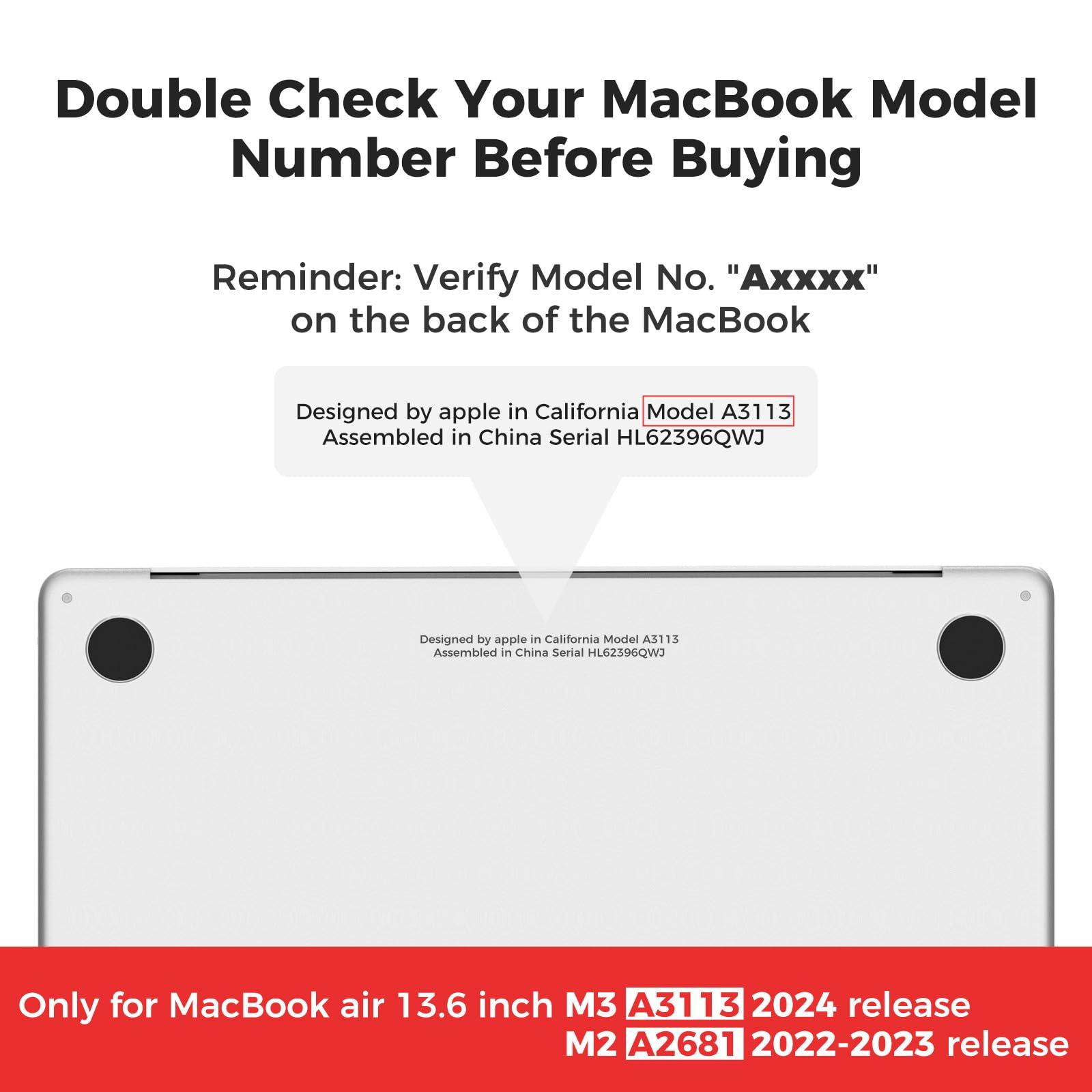 iCasso for MacBook Air 13 inch Case 2025 2024-2022 Release M4 A3240 M3 A3113 A2681 M2 with Liquid Retina Display, Hard Plastic Shell for Mac Air 13.6, TPU Keyboard Cover&Screen Protector, Weeds - Image 2