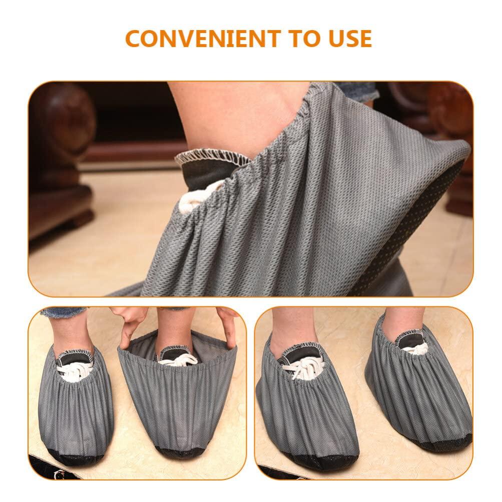 Kisangel 3 Pairs Reusable Shoe Covers Indoor Boot Covers Dust Foot Covers for Home Washable Daily Use,Grey - Image 6