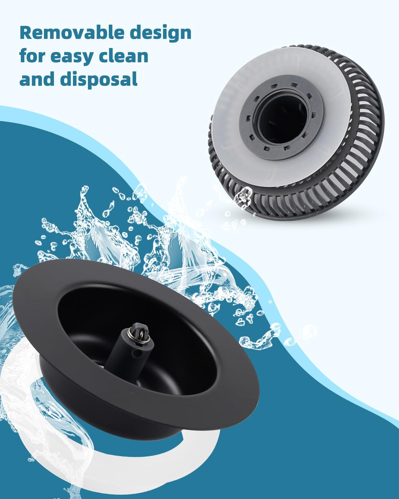 Hygie Rinse 3 in 1 Kitchen Sink Drain Strainer Stopper Combo, Matteblack Stainless Steel Shell Pop Up Sink Stopper for US Standard 3-1/2 inch Drain Filter, Anti-clog and Easy Clean - Image 3