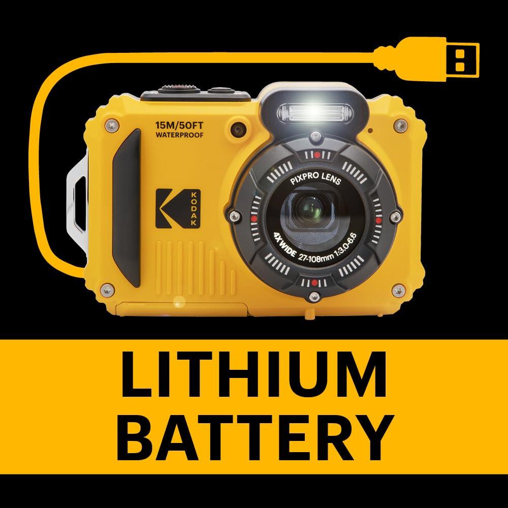 KODAK PIXPRO WPZ2 Rugged Waterproof Shockproof Dustproof WiFi Digital Camera 16MP 4X Optical Zoom 1080P Full HD Video Vlogging Camera 2.7" LCD (Yellow) - Image 8