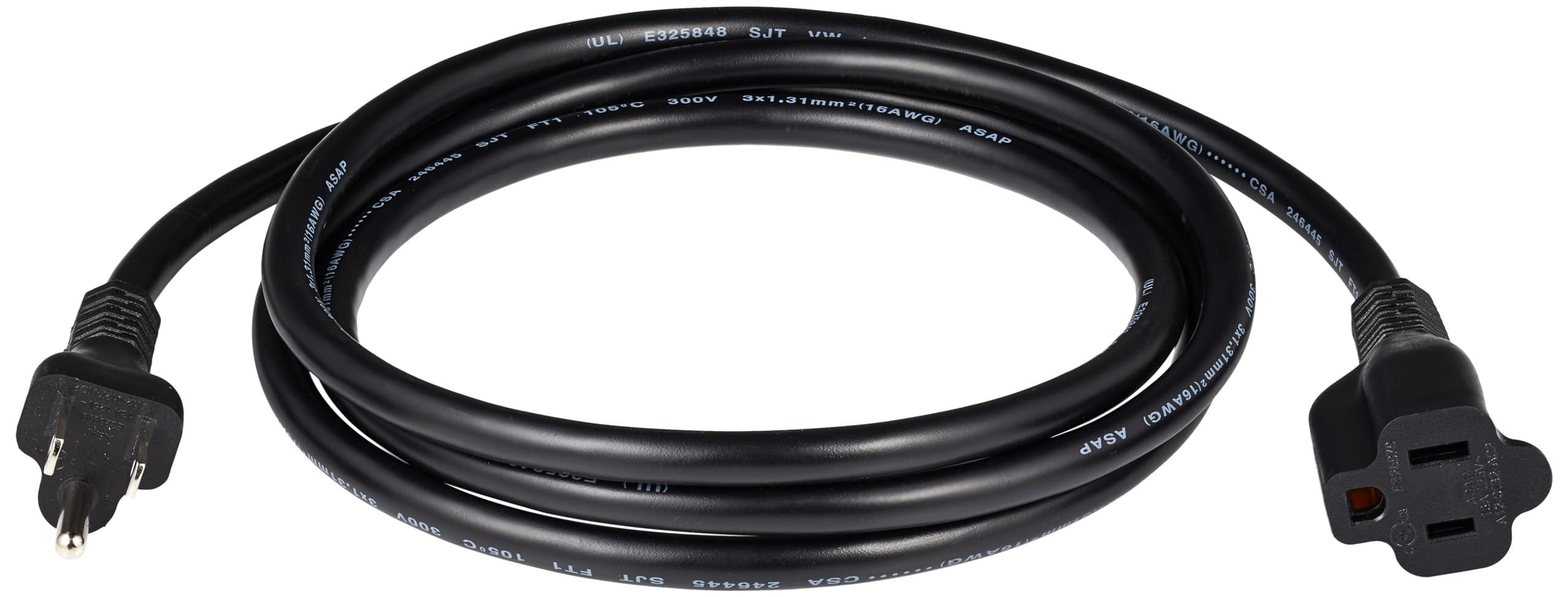 Amazon Basics Extension Cord, 6 Ft, 3 Prong Outlet Extender, Indoor Extension Cord, 13 Amps, 125V, Black - Image 2