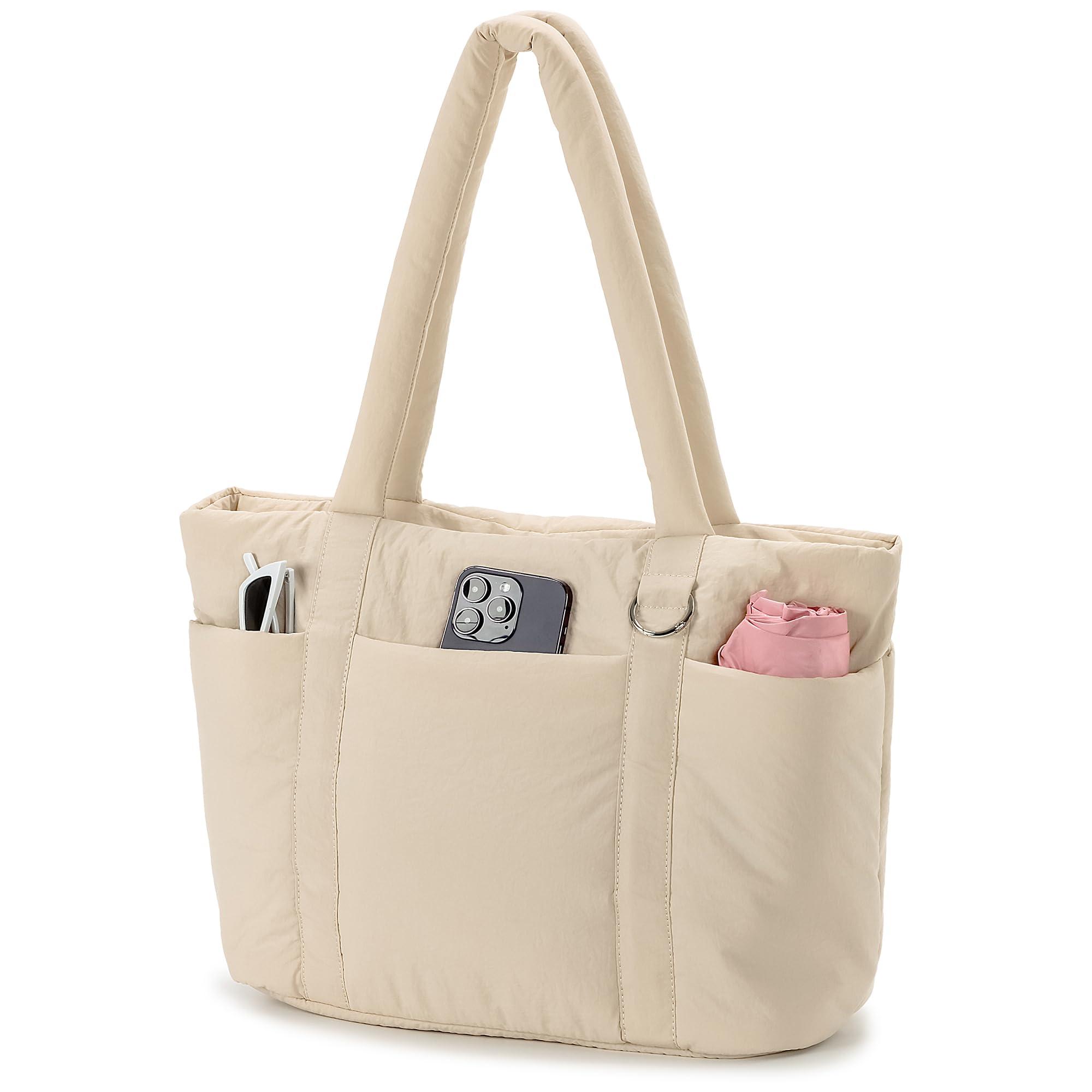 Herald Multi Pocket Tote Bag for Women, Large Puffy Shoulder Purse Handbag with Laptop Compartments for Travel,Work,GYM