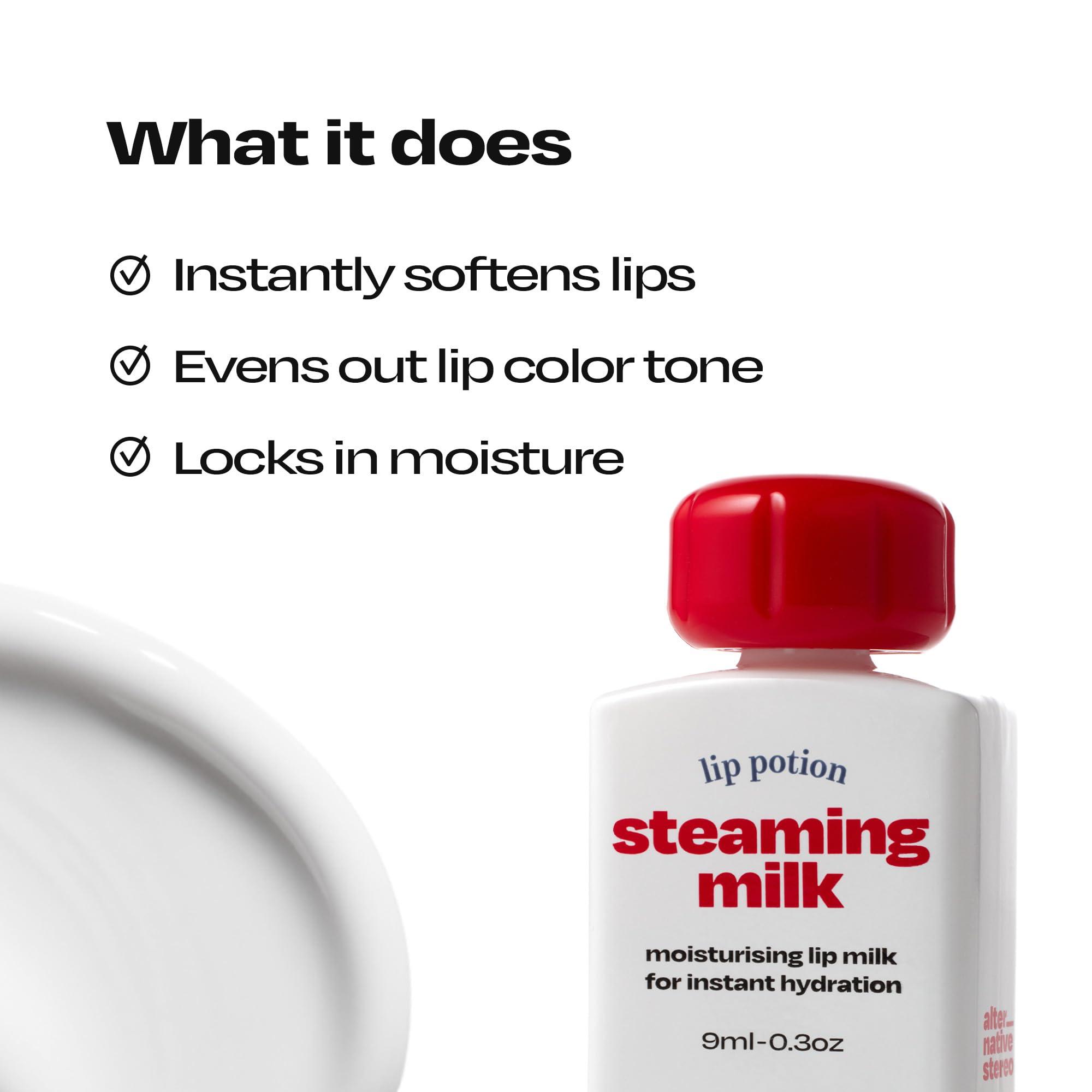 alternativestereo Lip Potion Steaming Milk – Moisturizing Liquid Lip Primer & Lip Balm – Instant Relief for Dry, Cracked Lips with Vitamin E and Green Tea Seed Oil – 0.3 Oz - Image 2