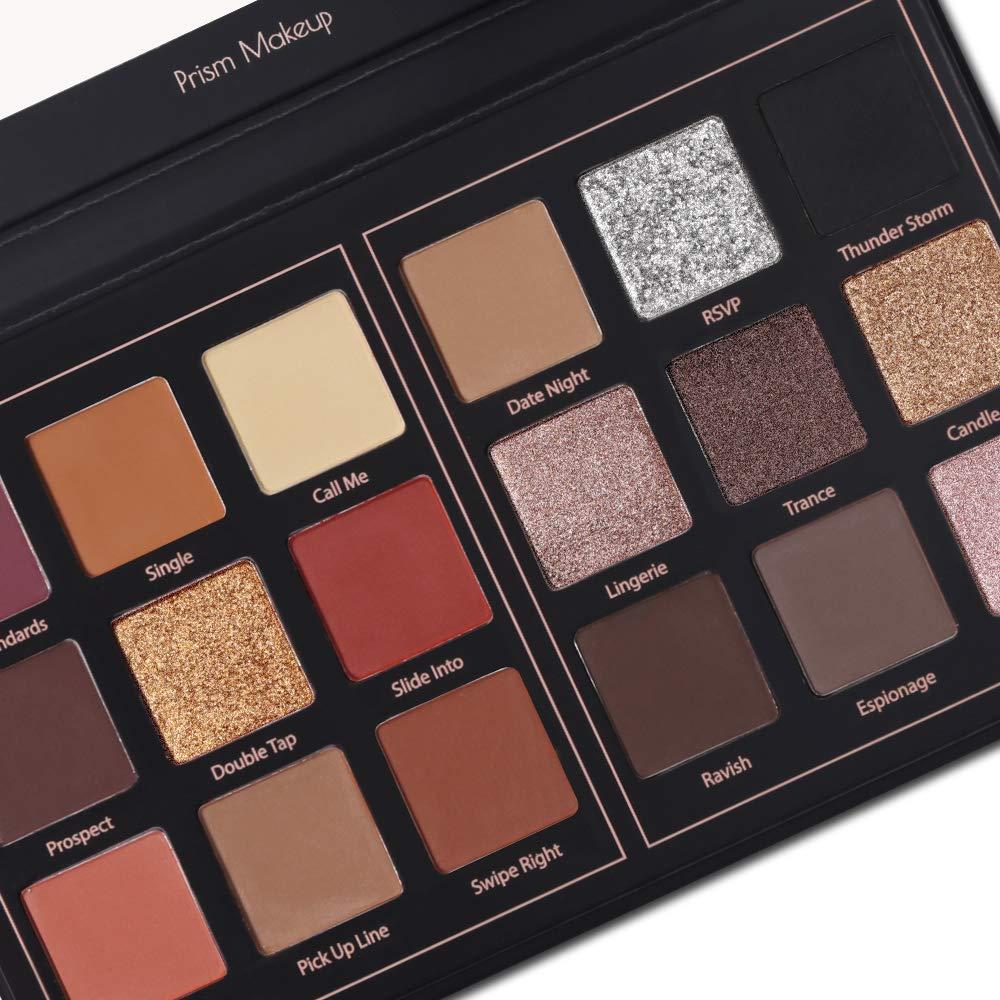 Prism Makeup Matte Eyeshadow Palette Pro 18 Colors Pigmented Shimmer Glitter Eye Shadow Palette, Long Lasting Waterproof Smokey Powder Cosmetics Halloween Makeup Kit (01# Seductress) - Image 5