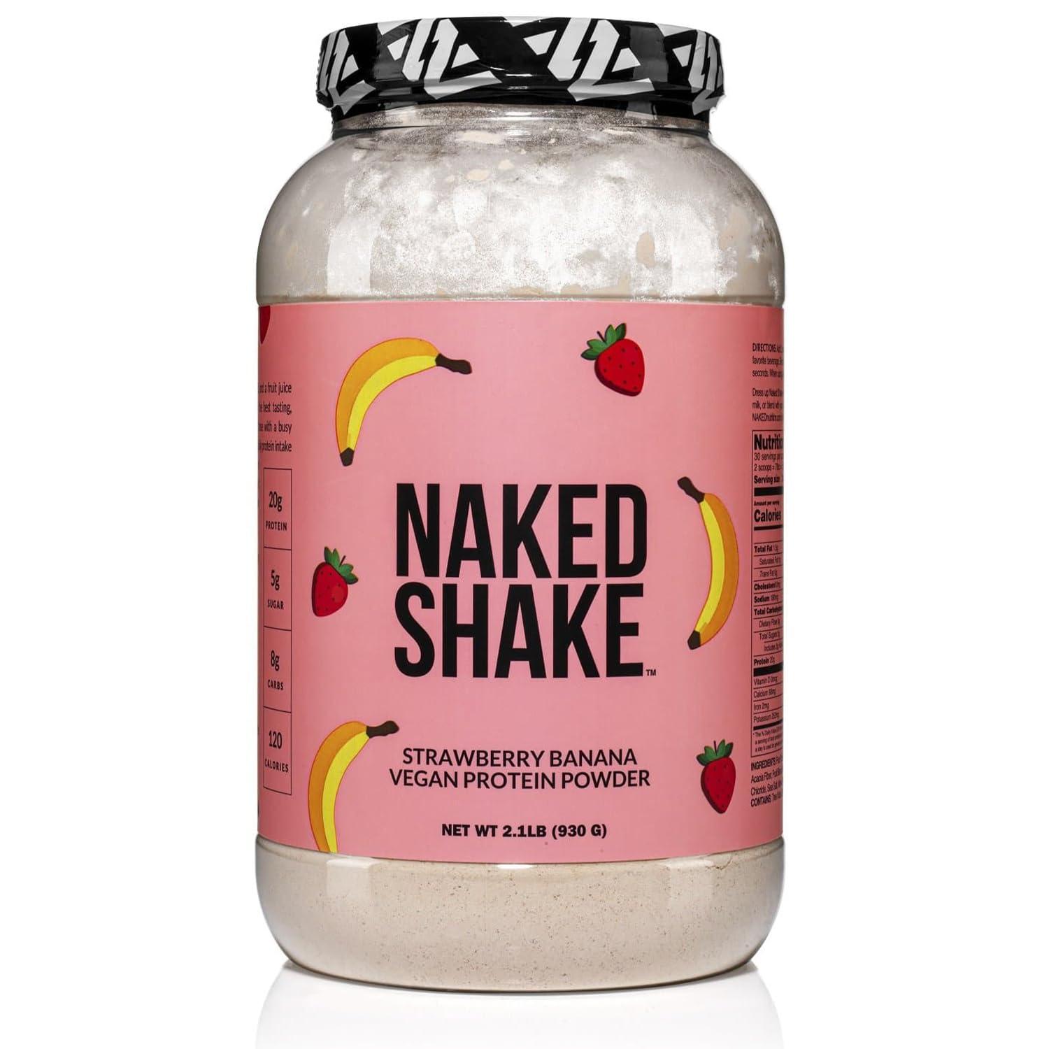 Naked Shake - Vegan Protein Powder, Strawberry Banana - Flavored Plant Based Protein With Mct Oil, Gluten-Free, Soy-Free, No Gmos Or Artificial Sweeteners - 30 Servings