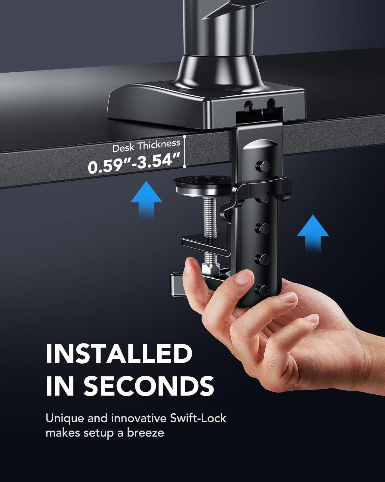HUANUO Single Monitor Mount, 13 to 32 Inch Gas Monitor Arm, Adjustable Stand, Vesa Mount with Clamp and Grommet Base - Fits 4.4 to 19.8lbs LCD Computer Monitors - Image 6