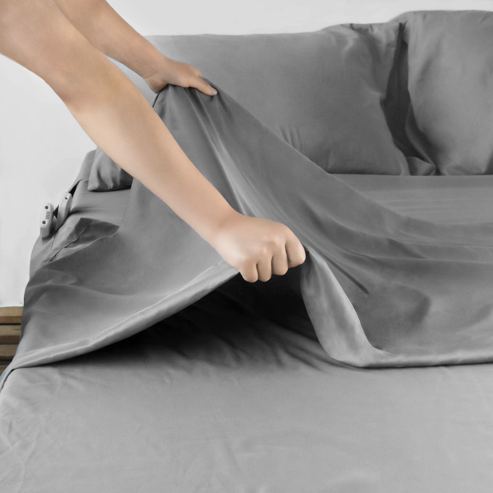 Cal King Sheet Set - 4 Piece California King Sheet Sets - Extra Deep Pocket Hotel Luxury California King Sheets Fade Resistant Fits up to 24in Cal King Bed Mattress - Grey - Image 7