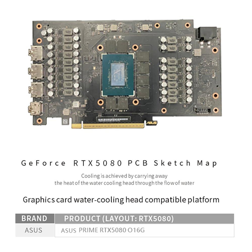 GPU Waterblock Water Cooling Block Use for ASUS ROG RTX 5090 5090TI Graphics Card/PC Copper Cooler Radiator RGB Aura 5V RBW/with Metal Backplate (for ASUS Prime RTX 5080 O16G) - Image 2