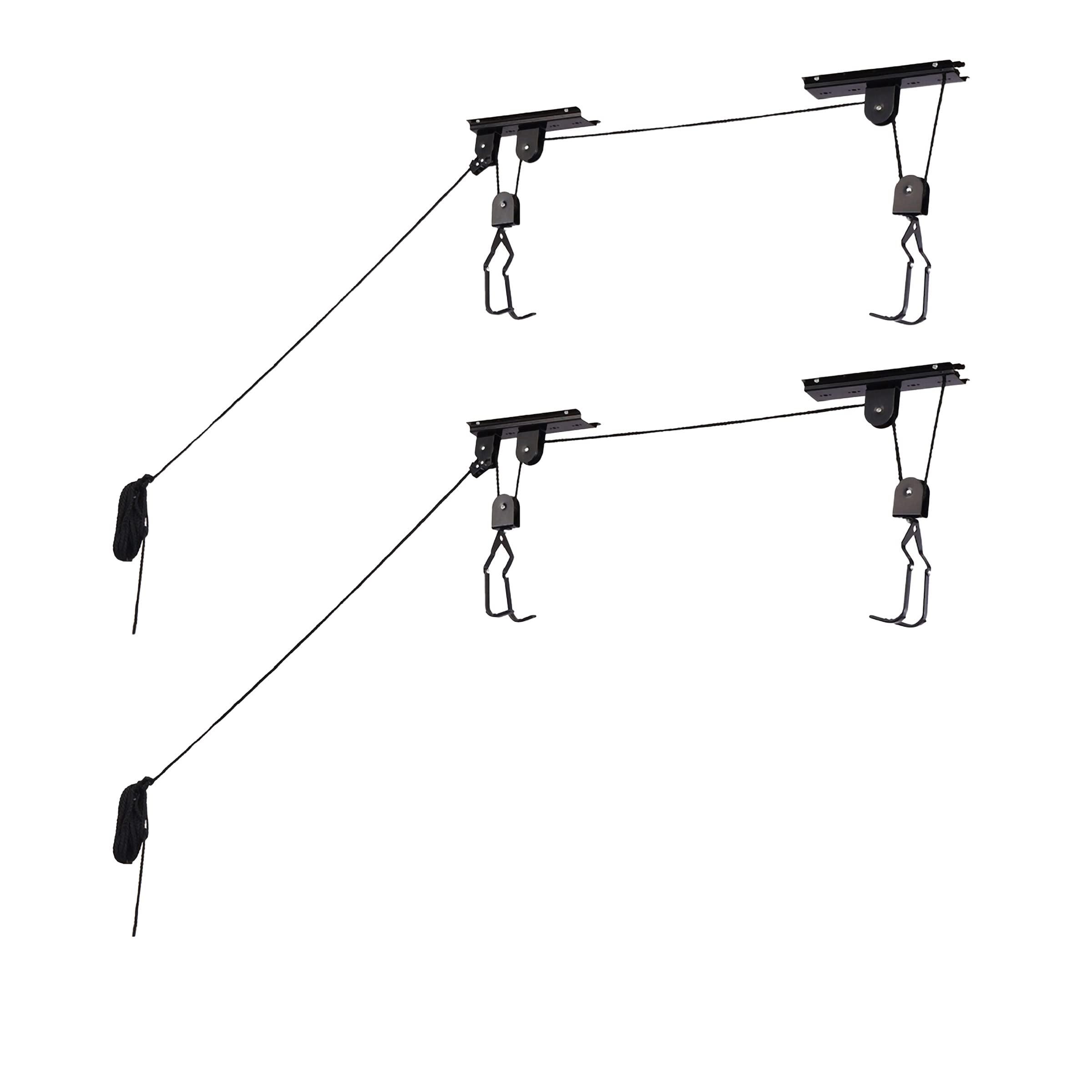Bike Hoists - Overhead Pulley System with 100 lb Capacity for Bicycles or Ladders - Secure Garage Ceiling Storage by Rad Cycle
