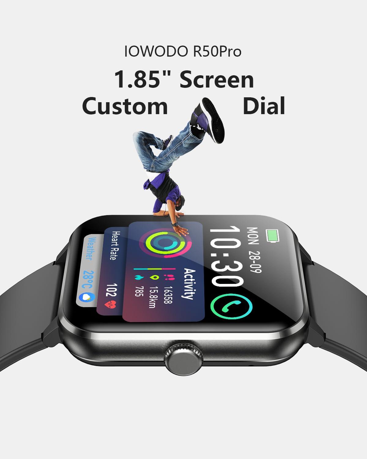Smart Watch,1.85'' HD Smartwatch for Men Women(Answer/Make Call), Fitness Watch with Heart Rate/Sleep/Spo2/IP68 Waterproof/100+ Sports Modes, Pedometer, Activity Tracker for Android & iOS (2 Straps) - Image 3