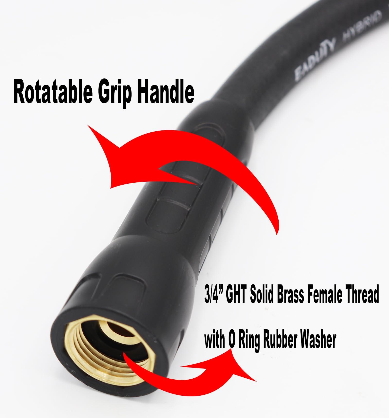 EADUTY Hybrid Garden Hose 5/8 IN. x 25 FT, Heavy Duty, Lightweight, Flexible with Swivel Grip Handle and Solid Brass Fittings, Gray+Orange - Image 4
