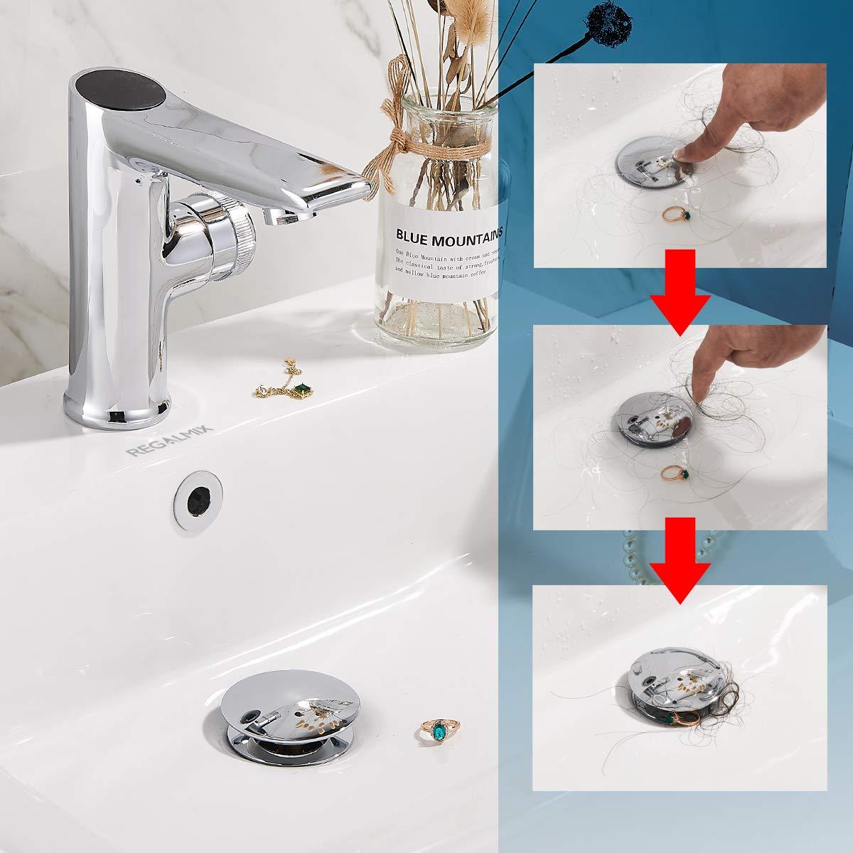Vessel Sink Drain,Bathroom Pop-up Drain with Detachable Basket Stopper, Anti-Explosion and Anti-Clogging Drain Strainer, Sink Drain Assembly with Overflow Polished Chrome, REGALMIX RWF083H - Image 4