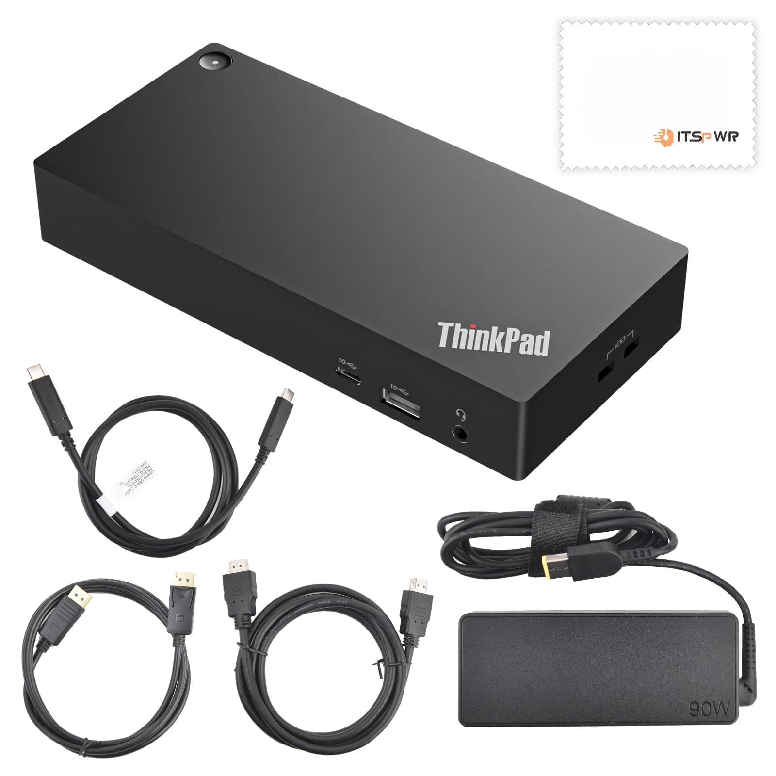 Thinkpad 40AY0090 Universal Hybrid USB-C with USB-A Docking Station for Lenovo Laptop, 3 External Displays, Comes with ITSPWR HDMI 4K Cable + DP Cable+ Cleaning Cloth - Image 6