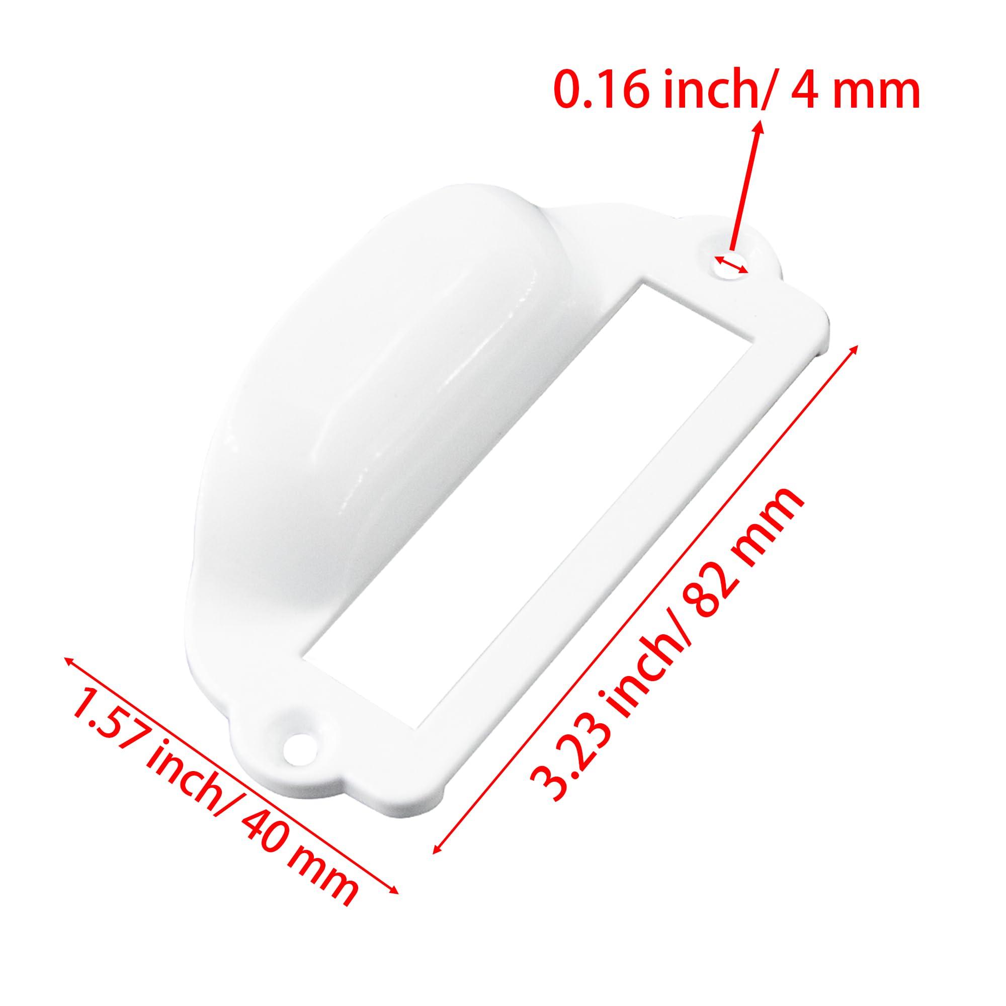 Adyoney 6Pcs White Square 3-1/4" x 1-5/8" (82x40mm) Card Slot Handle, Antique Chinese Medicine Cabinet Pull, for Office Furniture Cupboard Cabinet, Holder Drawer, Label Tag Frames - Image 3