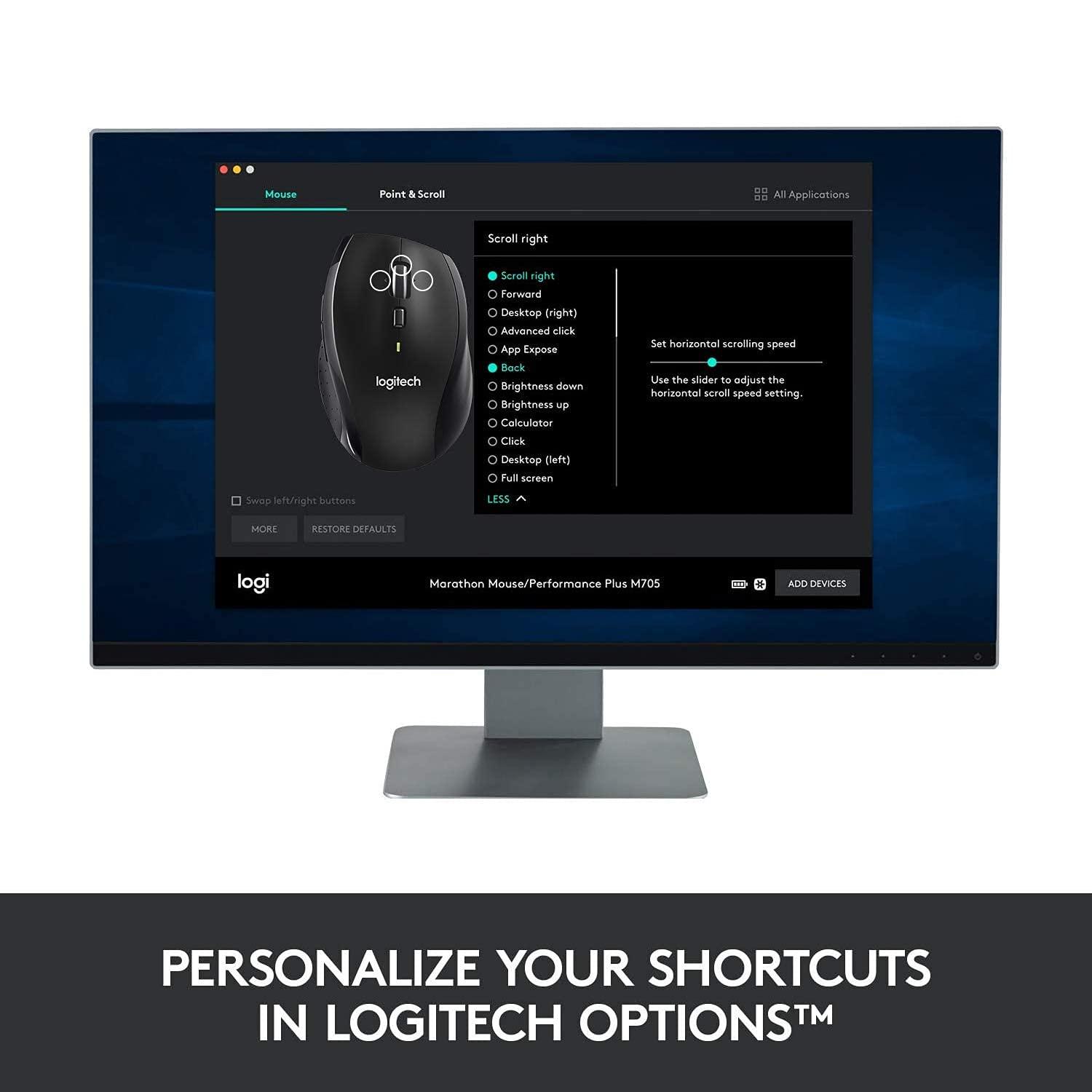 Logitech M705 Wireless Marathon Mouse for PC - Long 3 Year Battery Life, Ergonomic Shape with Hyper-Fast Scrolling and USB Unifying Receiver for Computer and Laptop - Black (Renewed) - Image 7