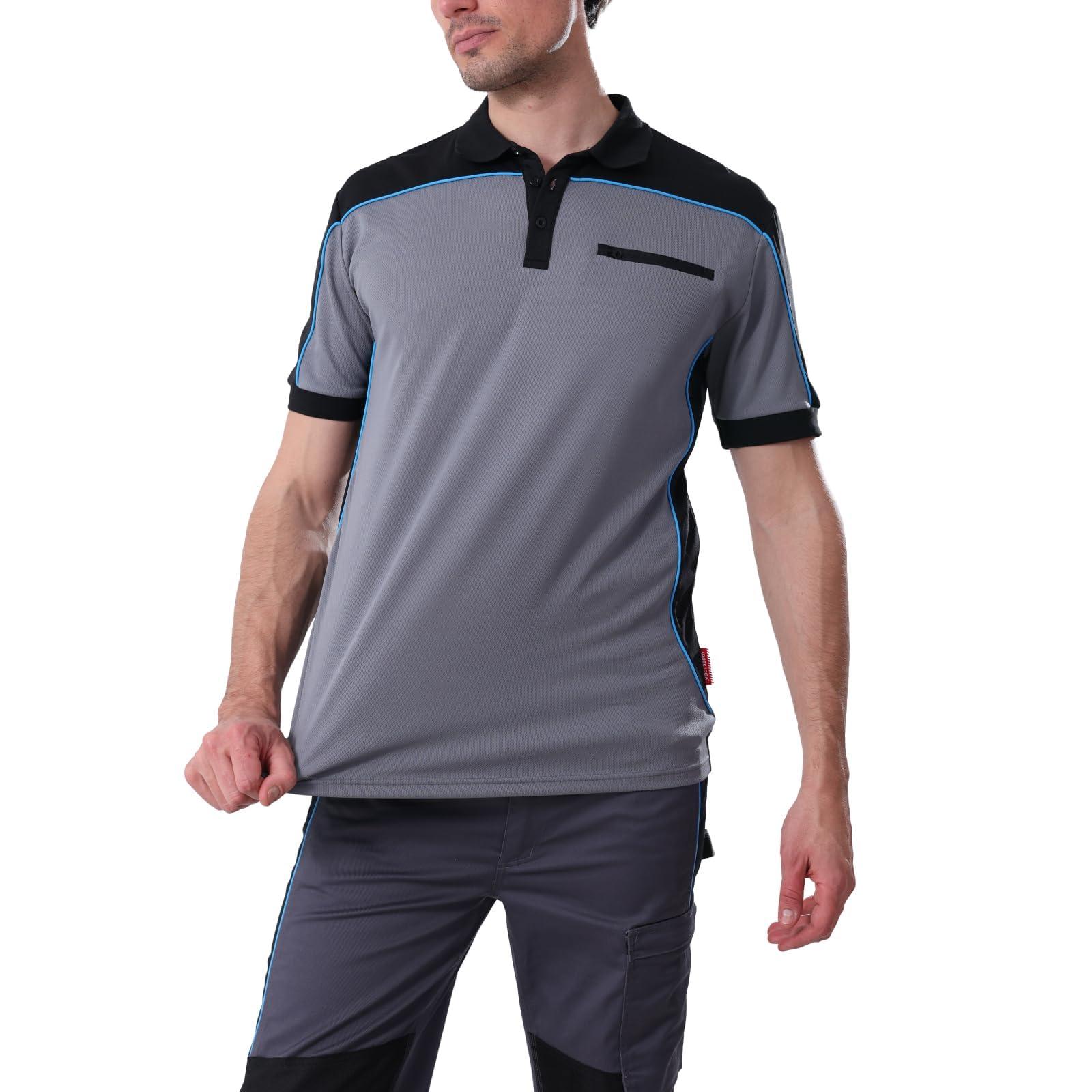 WORK IDEA Men's Polo Shirt Short Sleeve Breathable Work Shirts Golf Polo Tennis T-Shirt Tops - Image 4