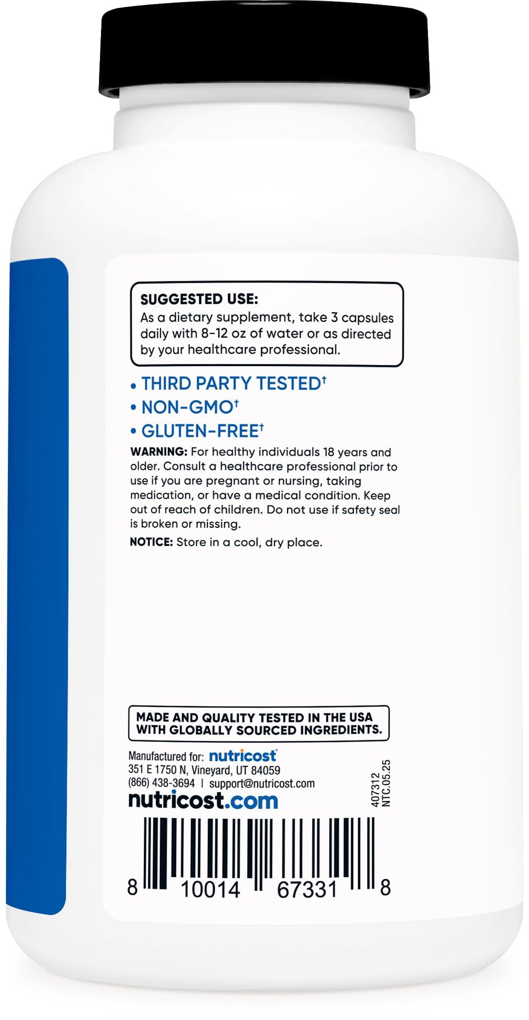 Nutricost Nitric Oxide Booster 2250mg, 180 Capsules - 750mg Per Casule, 60 Servings - Gluten Free and Non-GMO - Image 4