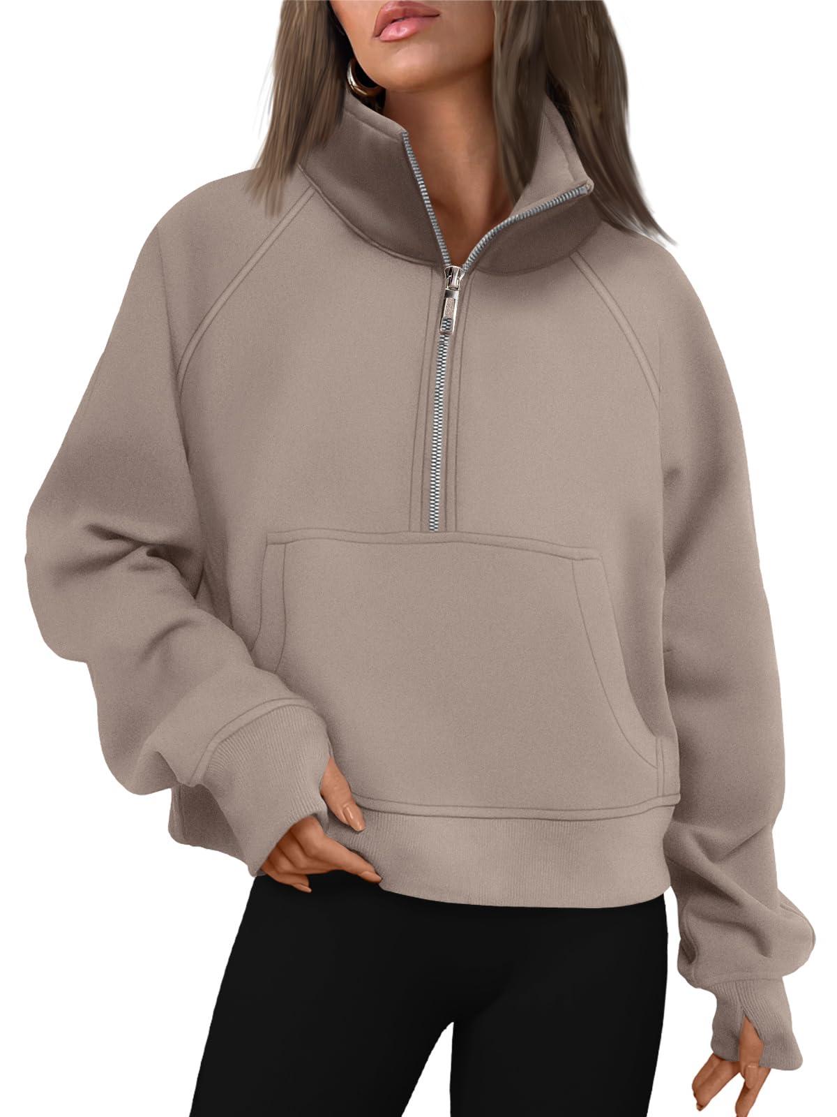 AUTOMET Womens Sweatshirts Half Zip Cropped Pullover Fleece Quarter Zipper Hoodies 2025 Fall Fashion Outfits Clothes