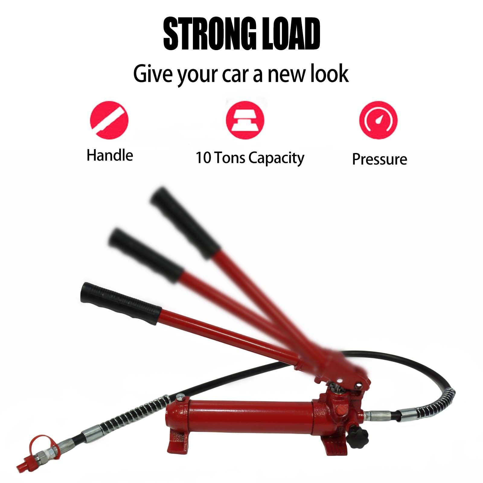 TROPOW 10 Ton Porta Power Kit - 15-pcs Hydraulic Ram, Auto Body Frame Repair, 20,000 lbs Capacity, Carrying Case, Red - Image 3