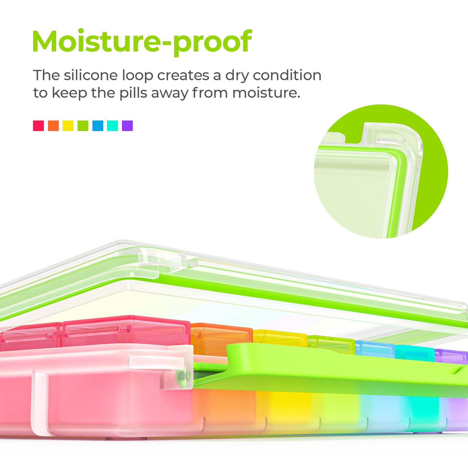 AUVON iMedassist Moisture-Proof Weekly Pill Organizer 4 Times a Day, Large 7 Day Pill Box Portable for Travel with Removable Individual Containers to Hold Vitamins, Supplements and Medication - Image 2
