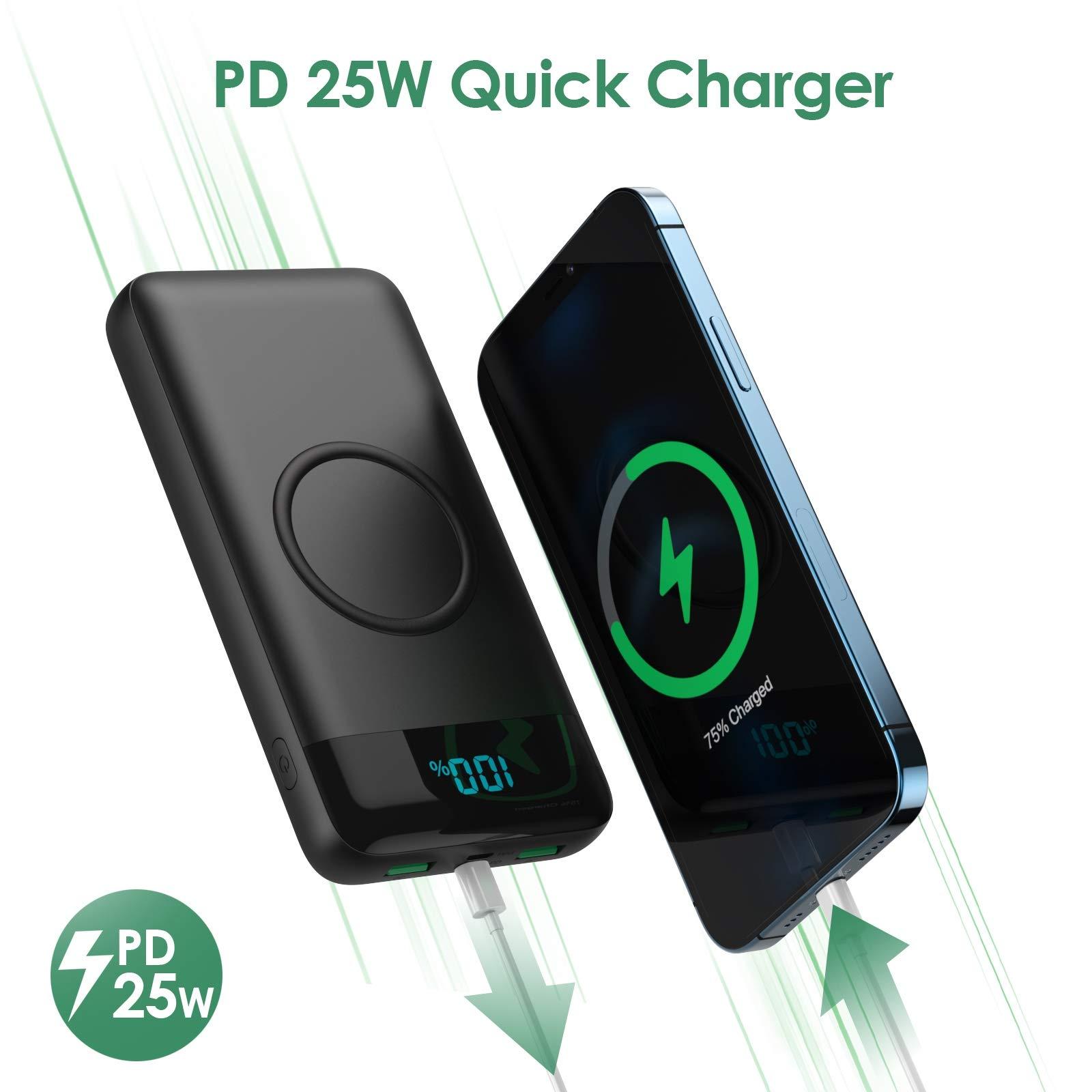 Wireless Portable Charger 30,800mAh 15W Wireless Charging 25W PD QC4.0 Fast Charging Smart LCD Display USB-C Power Bank, 4 Output External Battery Pack Compatible with iPhone 16/15/14/13, Samsung etc - Image 2
