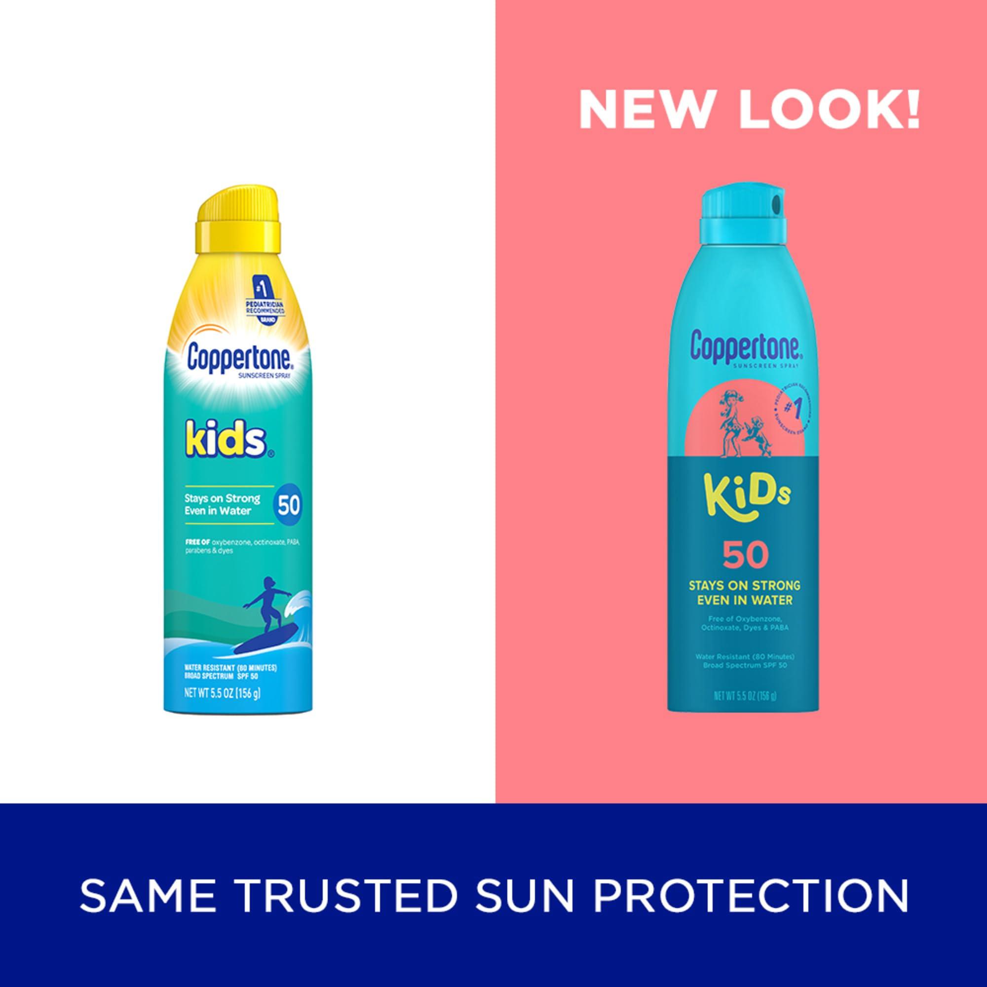 Coppertone Kids Sunscreen Spray SPF 50, Water Resistant Spray on Sunscreen for Kids, Pediatrician Recommended, 5.5 Oz Can, Pack of 3 - Image 2