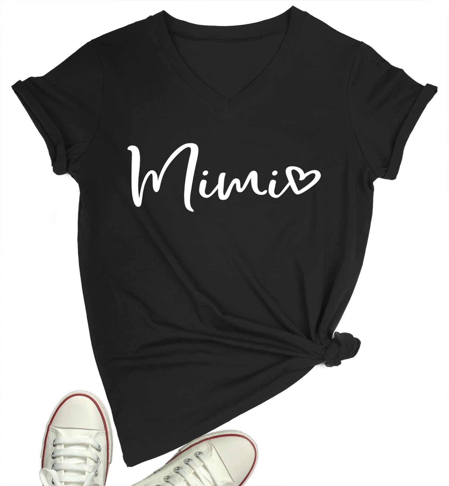 BABEGO Womens Mimi Heart T Shirt Cute Letter Print Short Sleeve Graphic Tees - Image 1