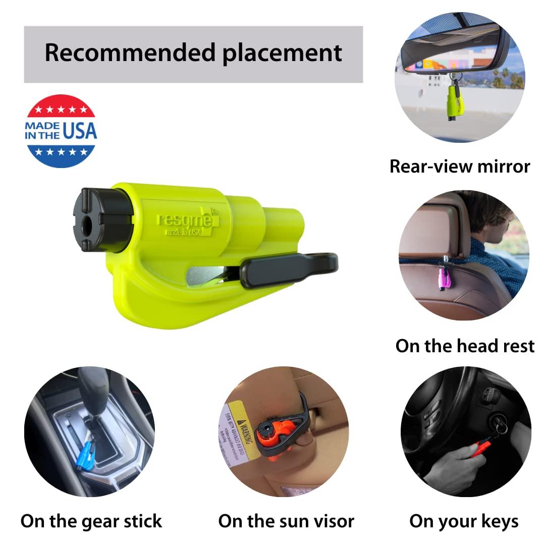 resqme The Original Emergency Keychain Car Escape Tool, 2-in-1 Seatbelt Cutter and Window Breaker, Made in USA, Pink - Compact Emergency Hammer - Image 10
