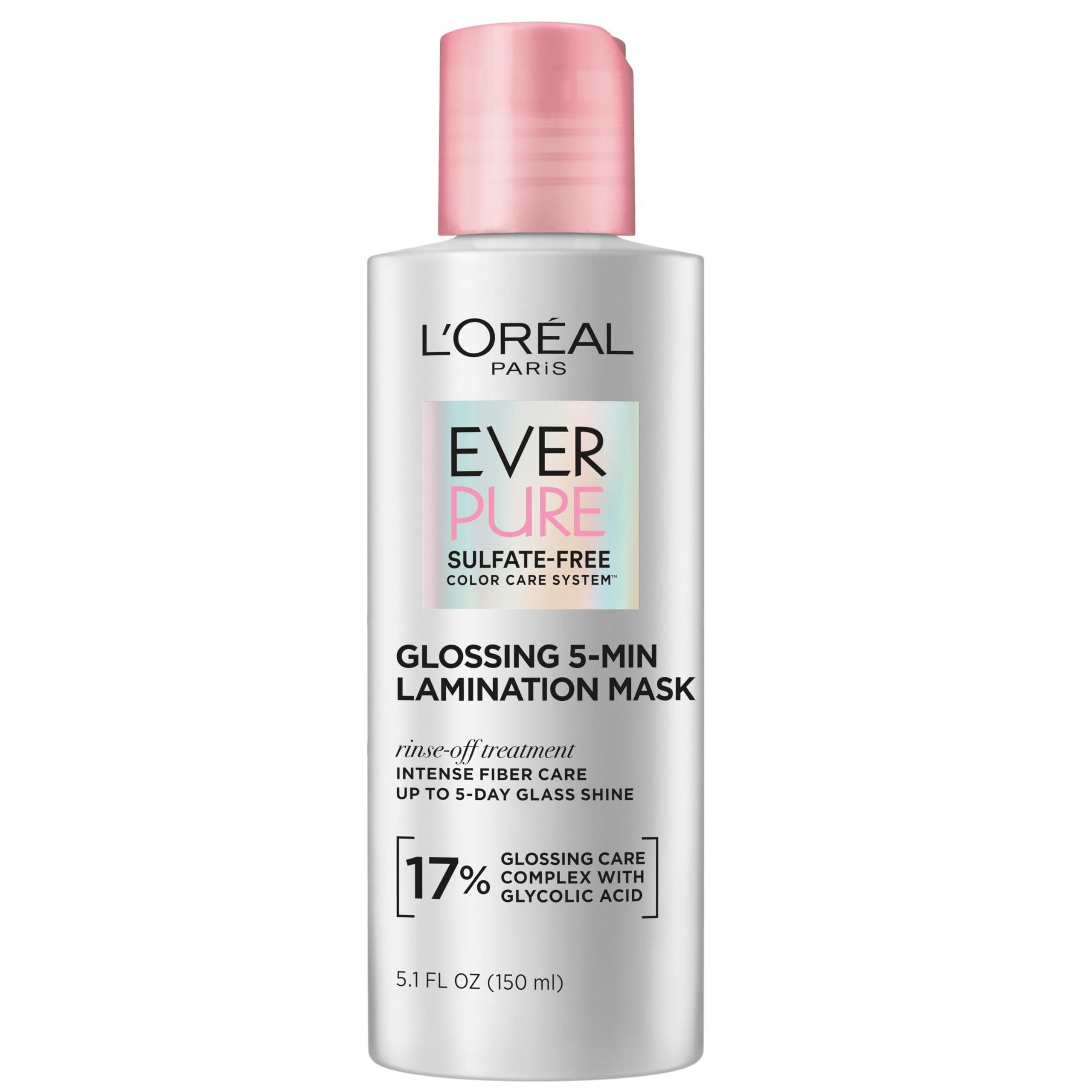 L'Oreal Paris Glossing Lamination Hair Mask with Glycolic Acid, Hair Treatment for Lasting Shine and Smoothness for Dull, Dry Hair, EverPure, 5.1 Fl Oz - Image 1