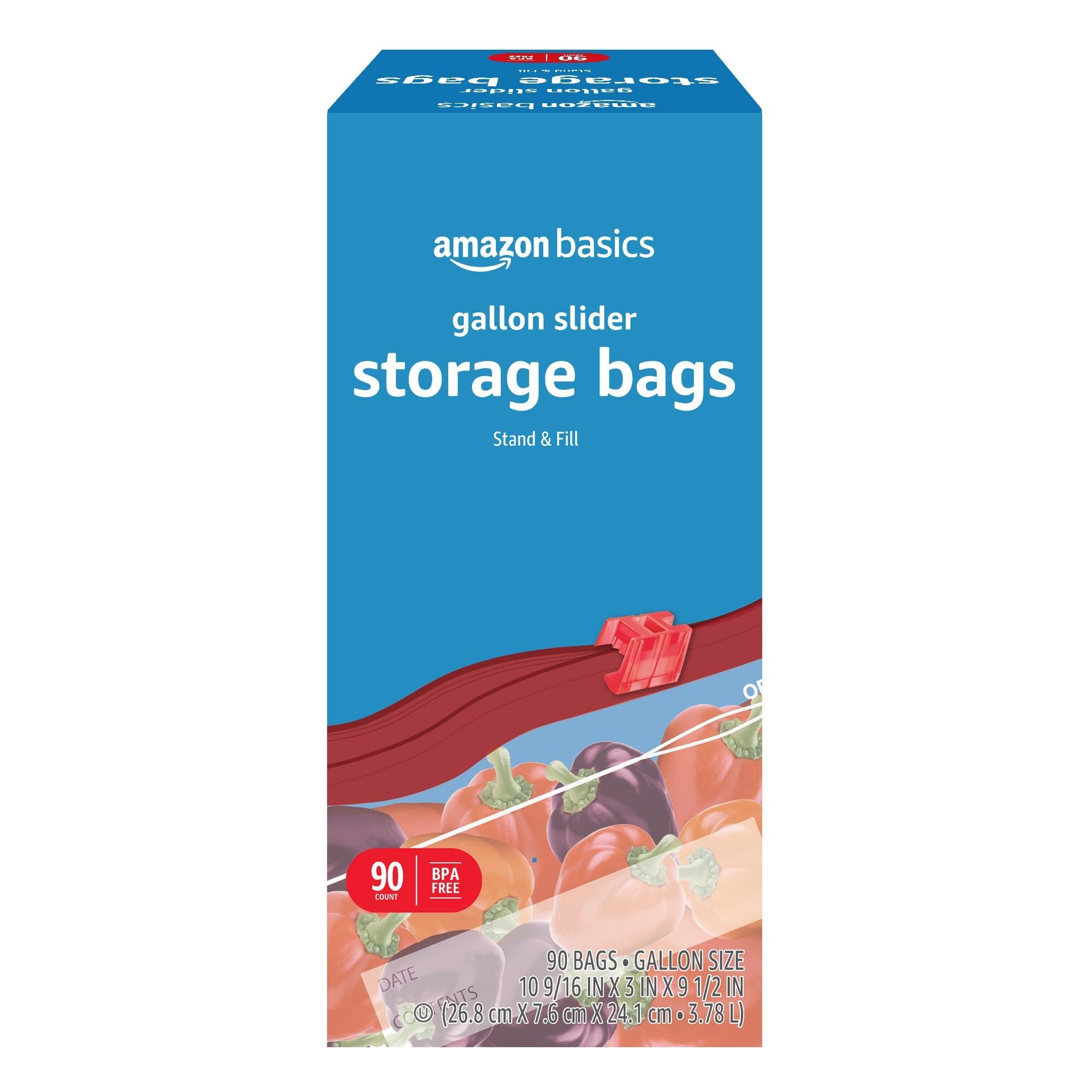 Amazon Basics Slider Gallon Food Storage Bags, BPA Free, 120 Count (Previously Solimo)
