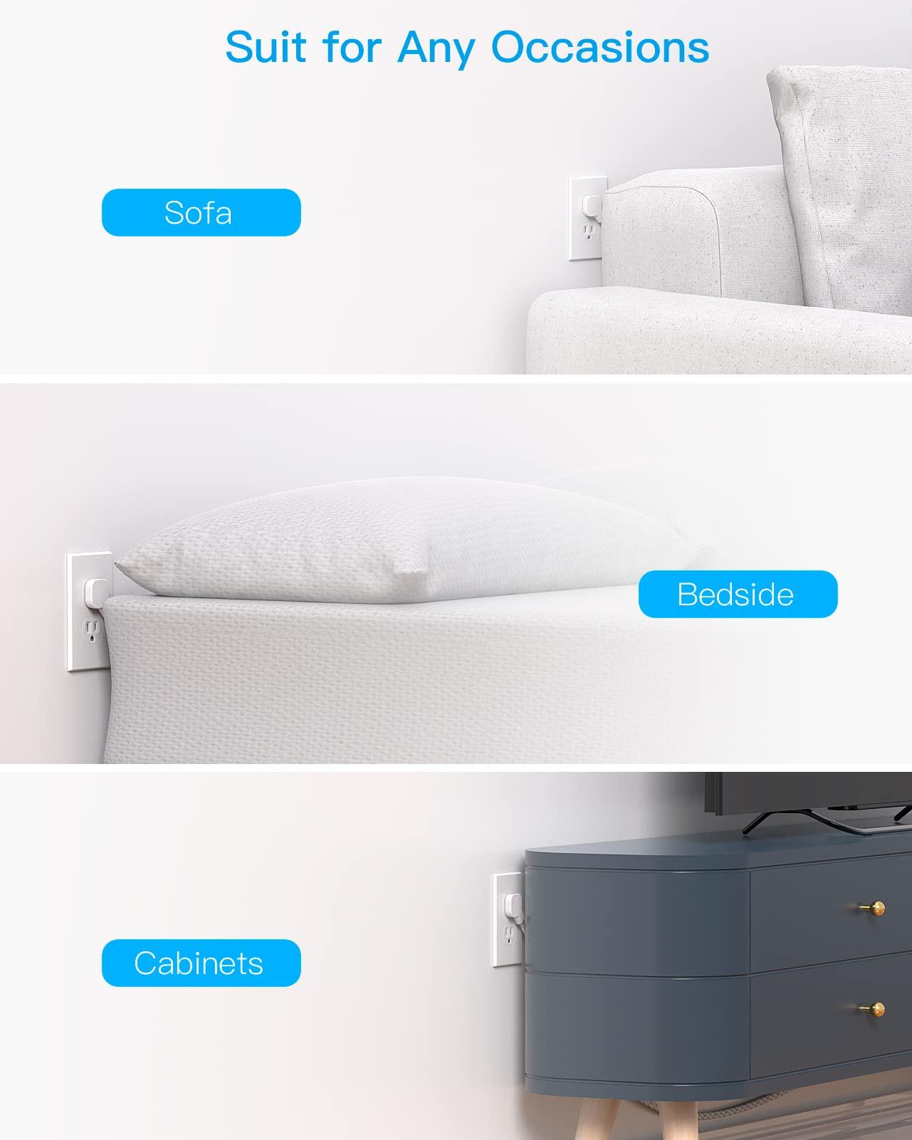 Flat Extension Cord 10 Ft, HANYCONY Ultra Thin Flat Plug Power Strip, 3 Outlets 3 USB Ports(2 USB C) Desk Charging Station, Power Strip with No Surge Protector for Cruise Ship Dorm Room Essentials - Image 5