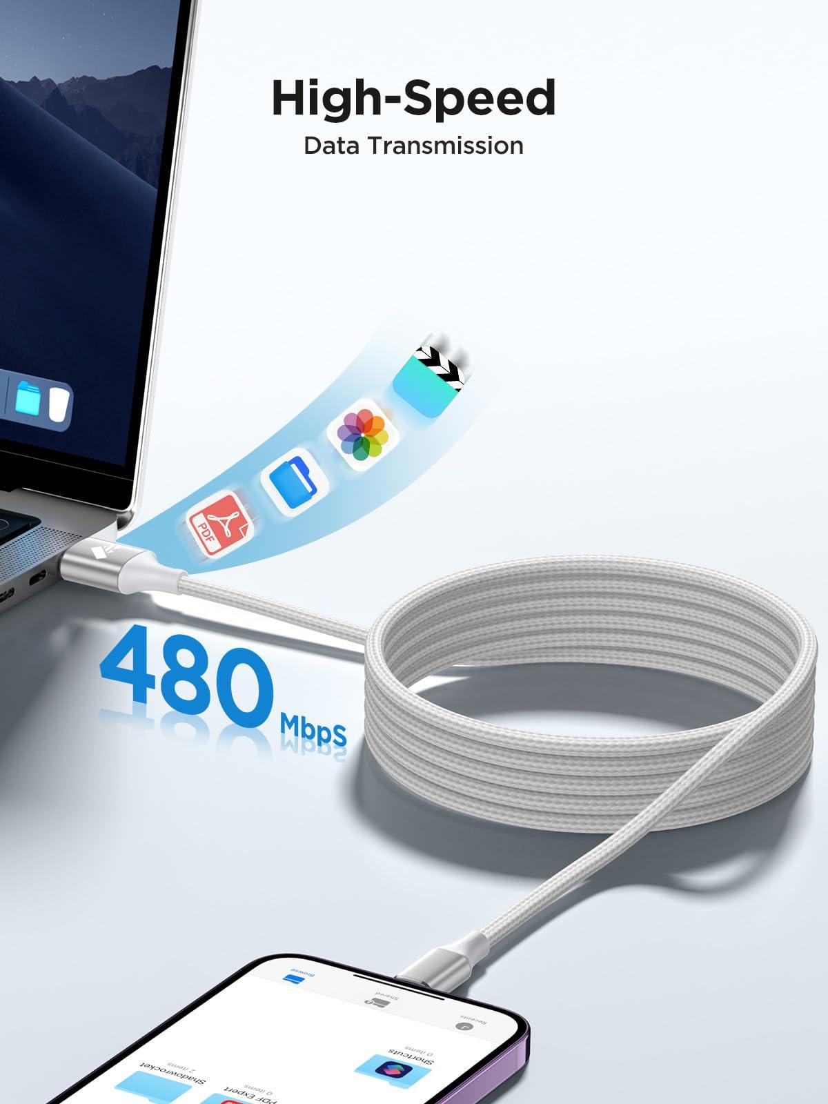 iPhone Charger [Apple MFi Certified] 6FT iPhone Charger Cord Fast Charging USB to Lightning Cable Braided USB Phone Cable Cord Compatible with iPhone 14 13 12 11 Pro Max XR XS X 8 7 6 Plus SE, iPad - Image 4