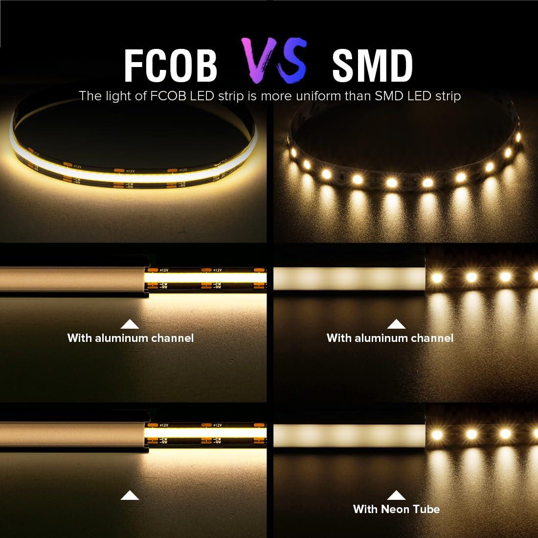 BTF-LIGHTING FCOB CCT COB LED Strip Tunable 2700K-6500K DC24V 16.4FT 640LED/m CRI 90+ Flexible High Density Dimmable LED Light Black PCB for Bedroom Indoor Decor(No Adapter or Controller) - Image 2