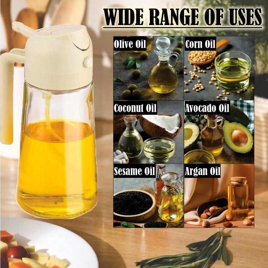 Kitchen Maiden 2-in-1 Olive Oil Sprayer and Dispenser – 16oz Glass Bottle for Cooking, Air Fryer, Salad, BBQ – Dual-Use Oil Mister & Pourer, Food-Grade, Leakproof Design - Image 3