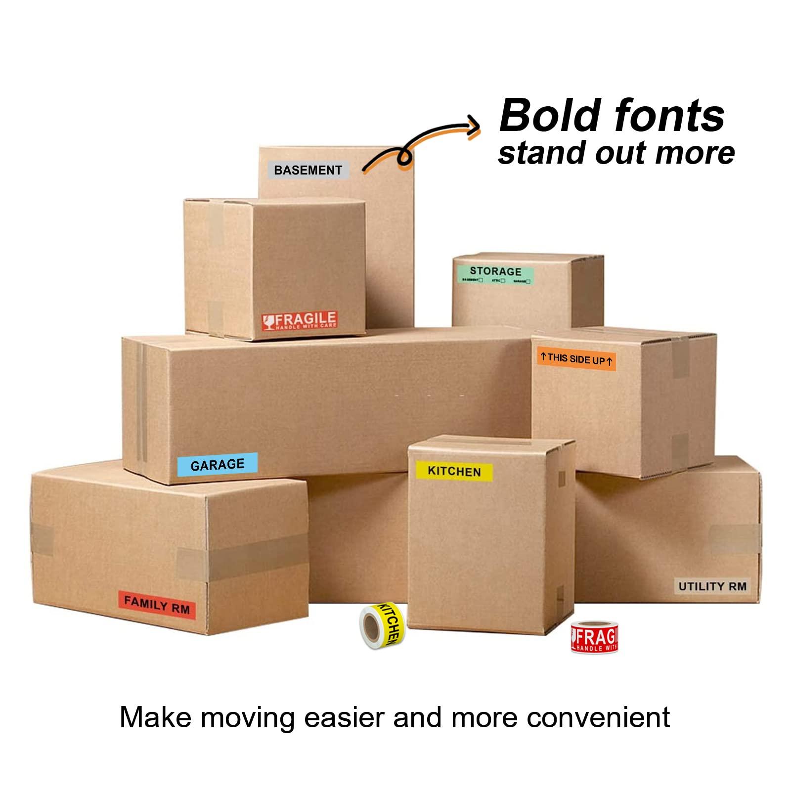 Printholic 1440 Count Home Moving Labels,24 Rolls Different Color Coding Moving Labels for Boxes Stickers + Fragile Moving Stickers + 2 Blank Label roll is for Customized use - Image 5