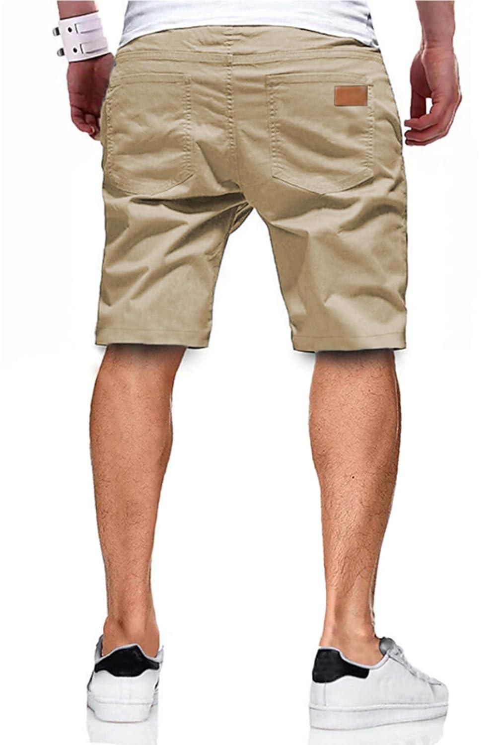 JMIERR Mens Casual Shorts - Cotton Drawstring Summer Beach Stretch Twill Chino Golf Shorts - Image 2