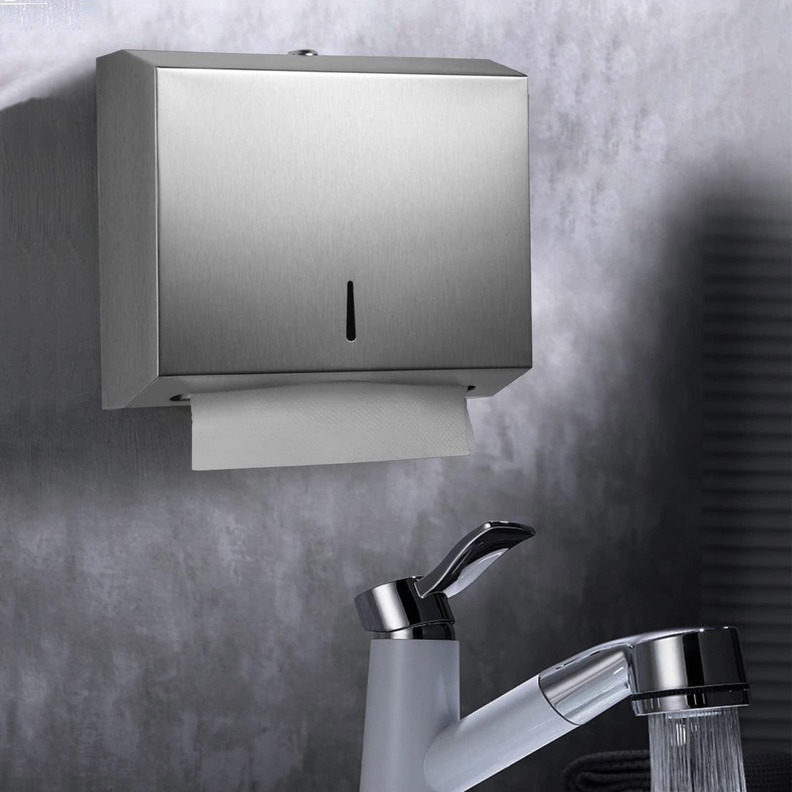 Comercial Paper Towel Dispenser Wall Mount, Stainless Steel Hand Towel Dispenser with Lock, Trifold/C Fold Paper Towel Holder for Bathroom Kitchen Office Public Places, Large Capacity Tissue Holder - Image 2