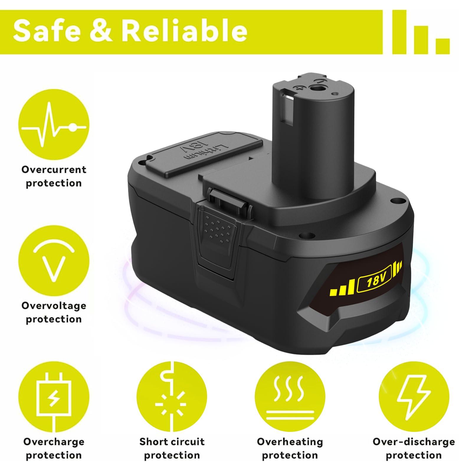 Powilling 2Packs 8.0Ah Battery Replacement for Ryobi 18V Battery, 18 Volt Lithium ion Batteries for Ryobi One 18V Cordless Tools P108 P107 P105 P104 P103 P102 - Image 7