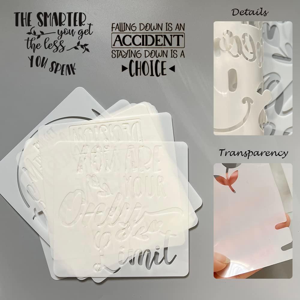 16 Pcs Inspirational Word Stencils, Quote & Phrase Sayings Templates, Craft Stencils for Painting on Wood, Wall, Canvas, Fabrics, Paper & Home Signs - Reusable 7.87 x 7.87 Inches - Image 4