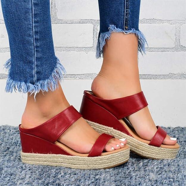 2025 Platform Sandals Women Fashion Wedges Sandals Casual Comfortable Mid Heels Open Toe Espadrilles Sandals Slip on Shoes Dressy Summer Flat - Image 4