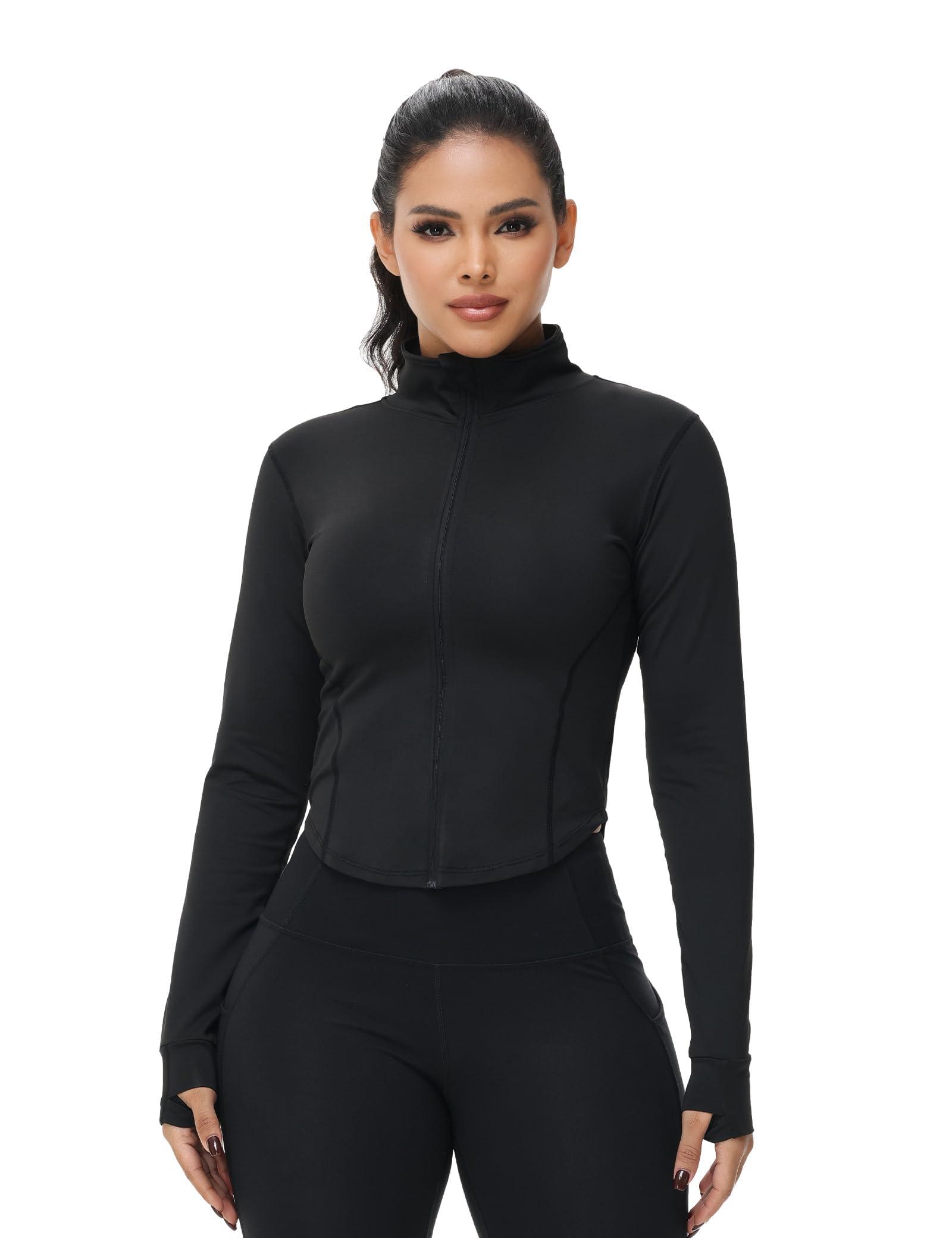 Dalavch 3 Pack Womens Cropped Full Zip up Workout Jacket Slim Fit Running Athletic Gym Yoga Sports Jacket with Thumb Holes - Image 2