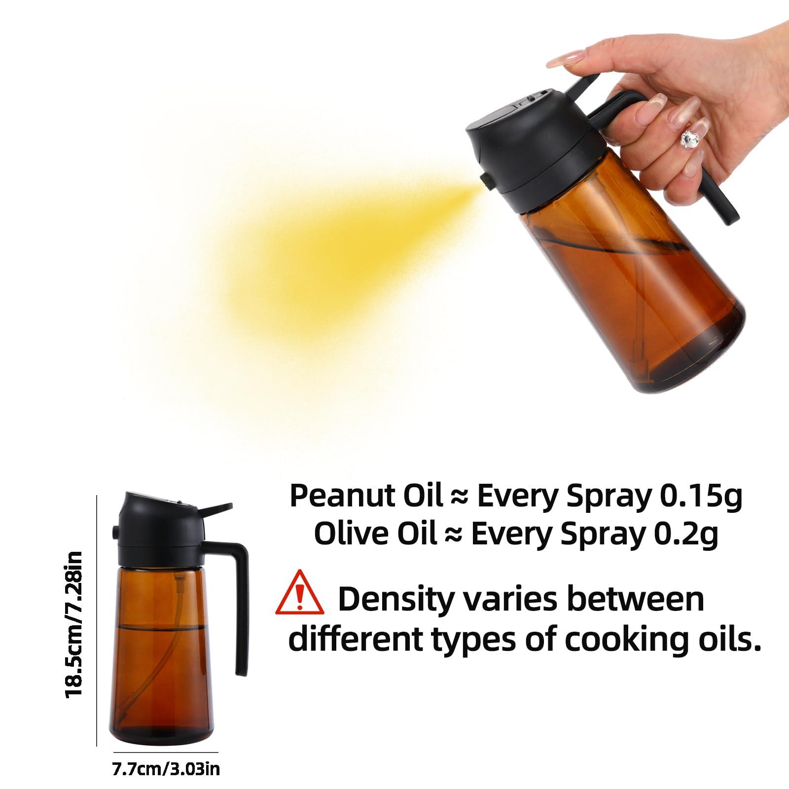 Aovdy Olive Oil Sprayer, Oil Dispenser Bottle Spray and Pour Container - 16oz Oil Sprayer for Cooking Oil Dispenser for Kitchen 470ml for Kitchen Cooking Salad BBQ (Dark Brown) - Image 2