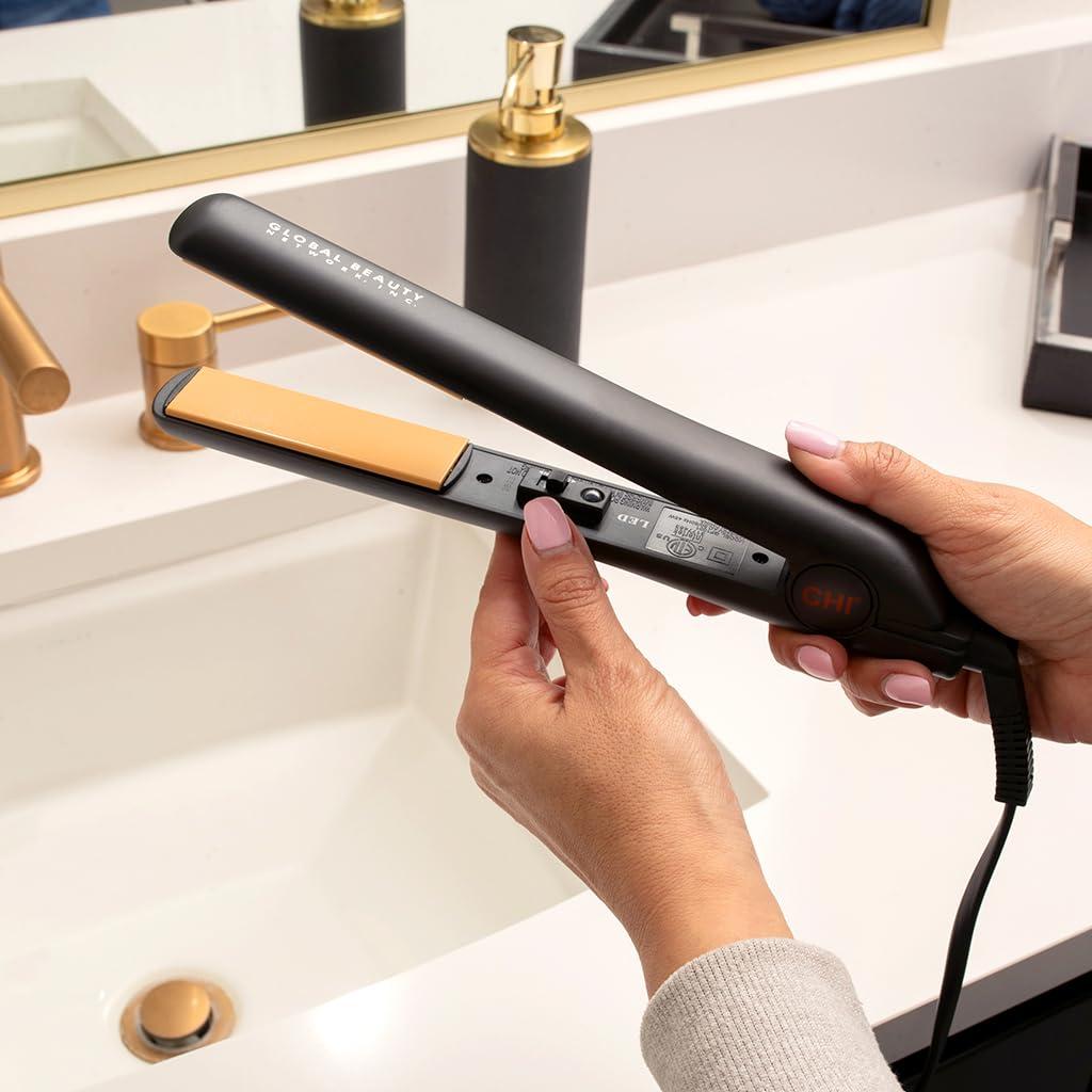 CHI Original Ceramic Flat Iron, Hair Straightener For A Smooth Finish, Floating Plates, Quick Heat Up, Analog On/Off Switch, 1" Styling Tool, Black - Image 3