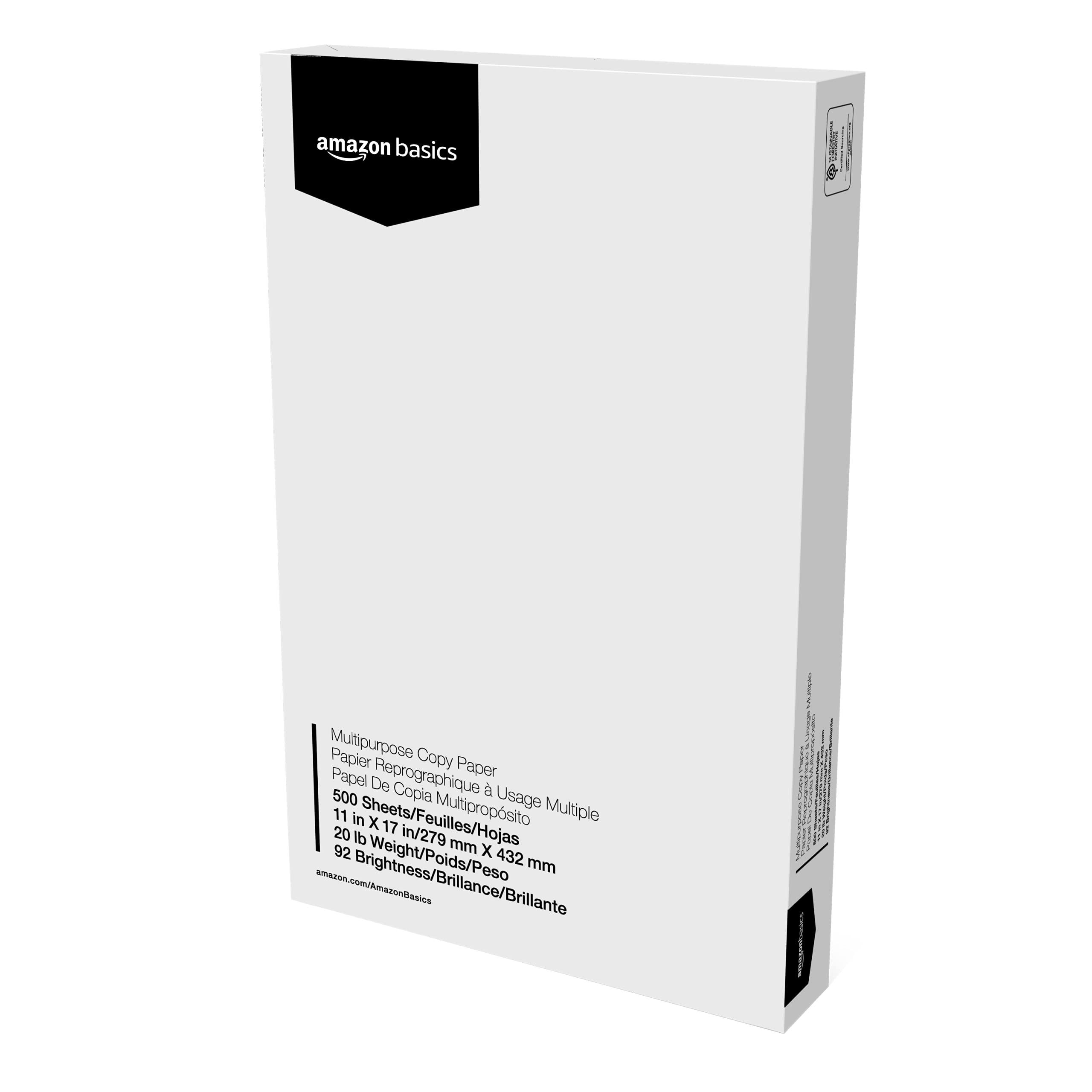 Amazon Basics 92 Bright Multipurpose Copy Paper, 11 x 17 Inches, Pack of 5, 2500 Count, White - Image 3
